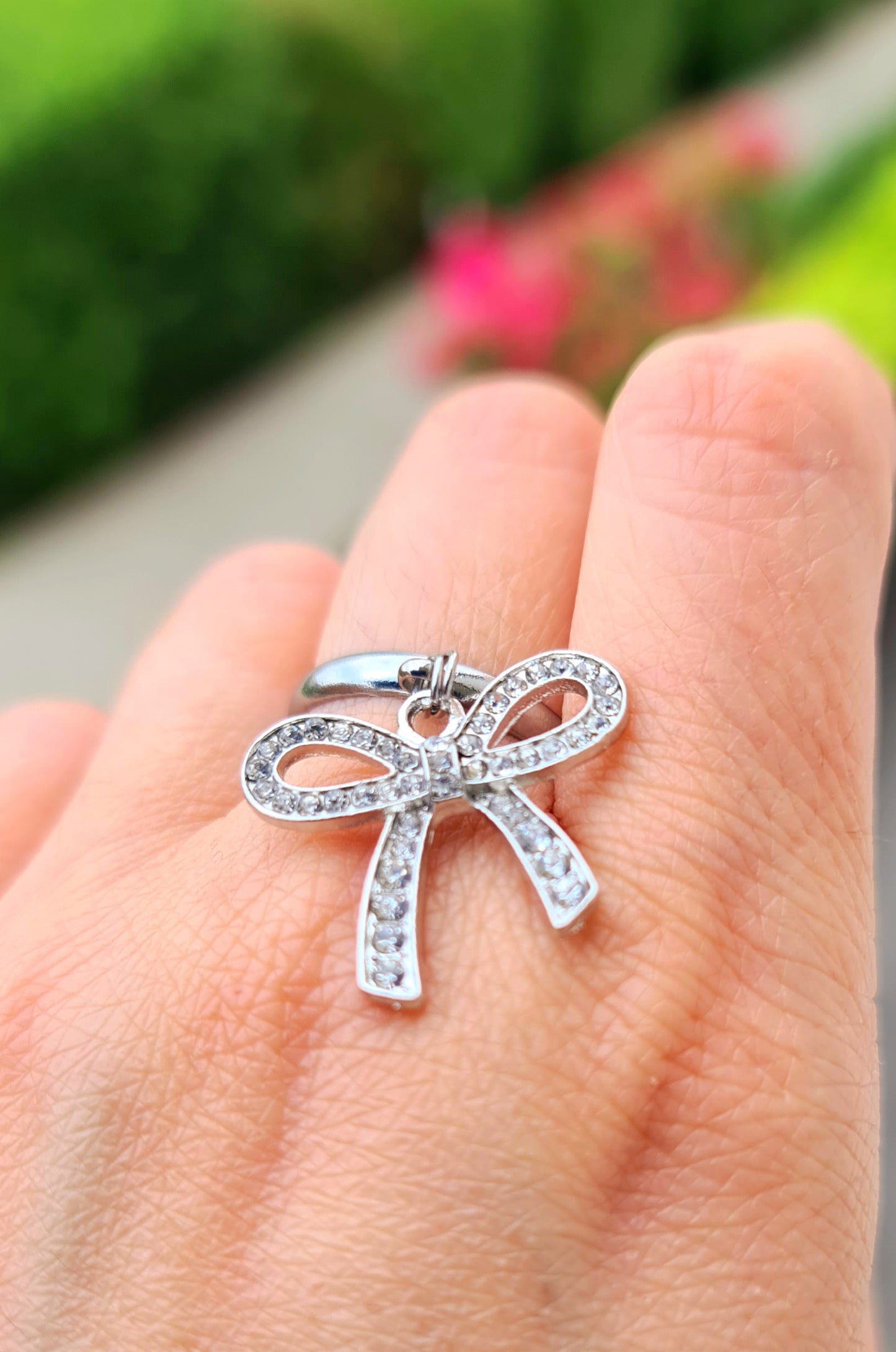 Anello fiocco con strass