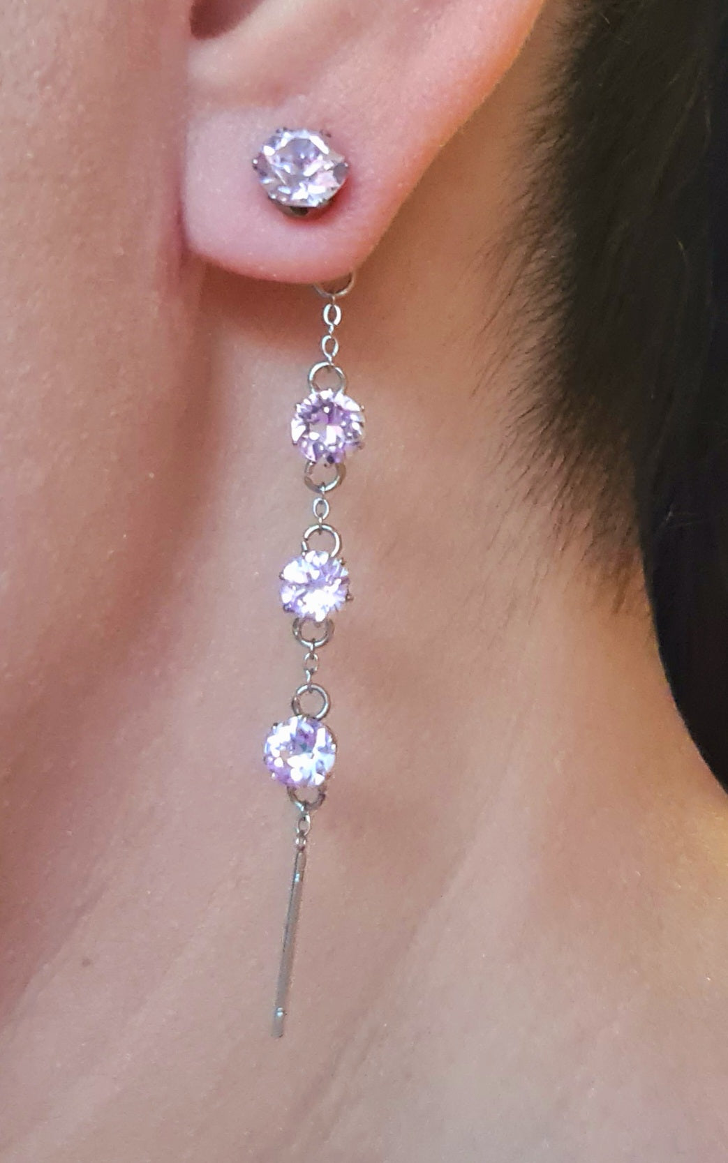 Orecchini fila di strass lilla