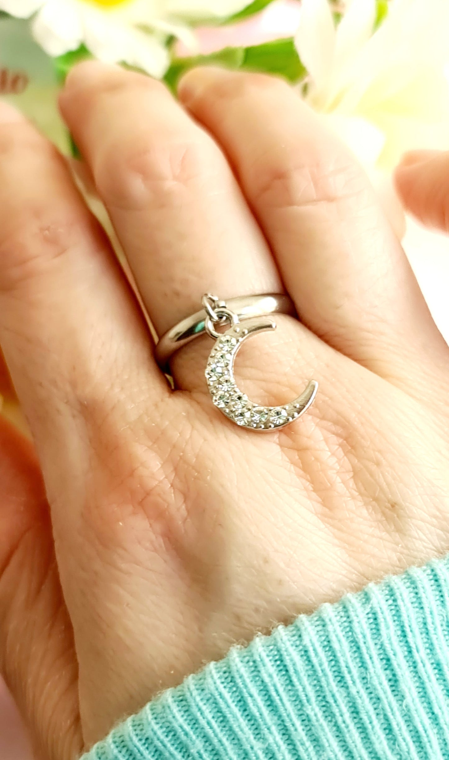 Anelli luna e stella con strass