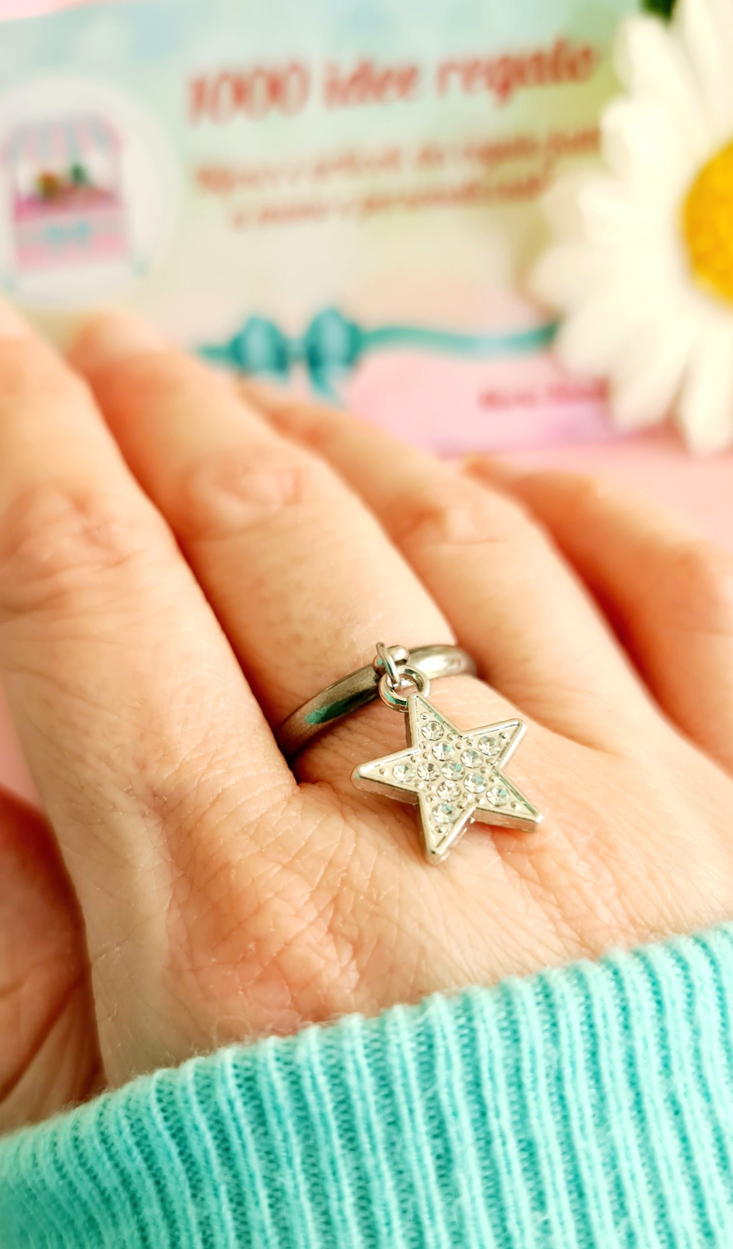 Anelli luna e stella con strass