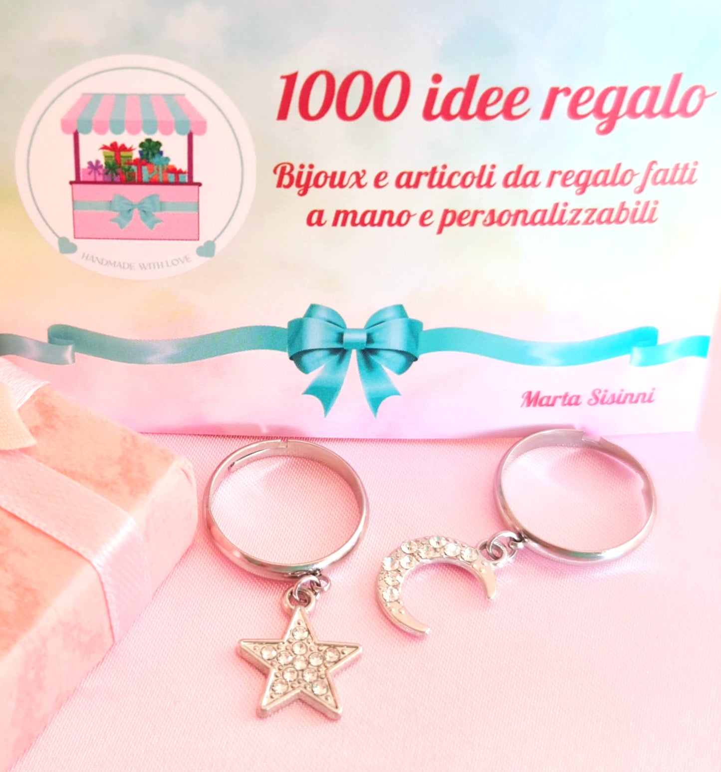 Anelli luna e stella con strass