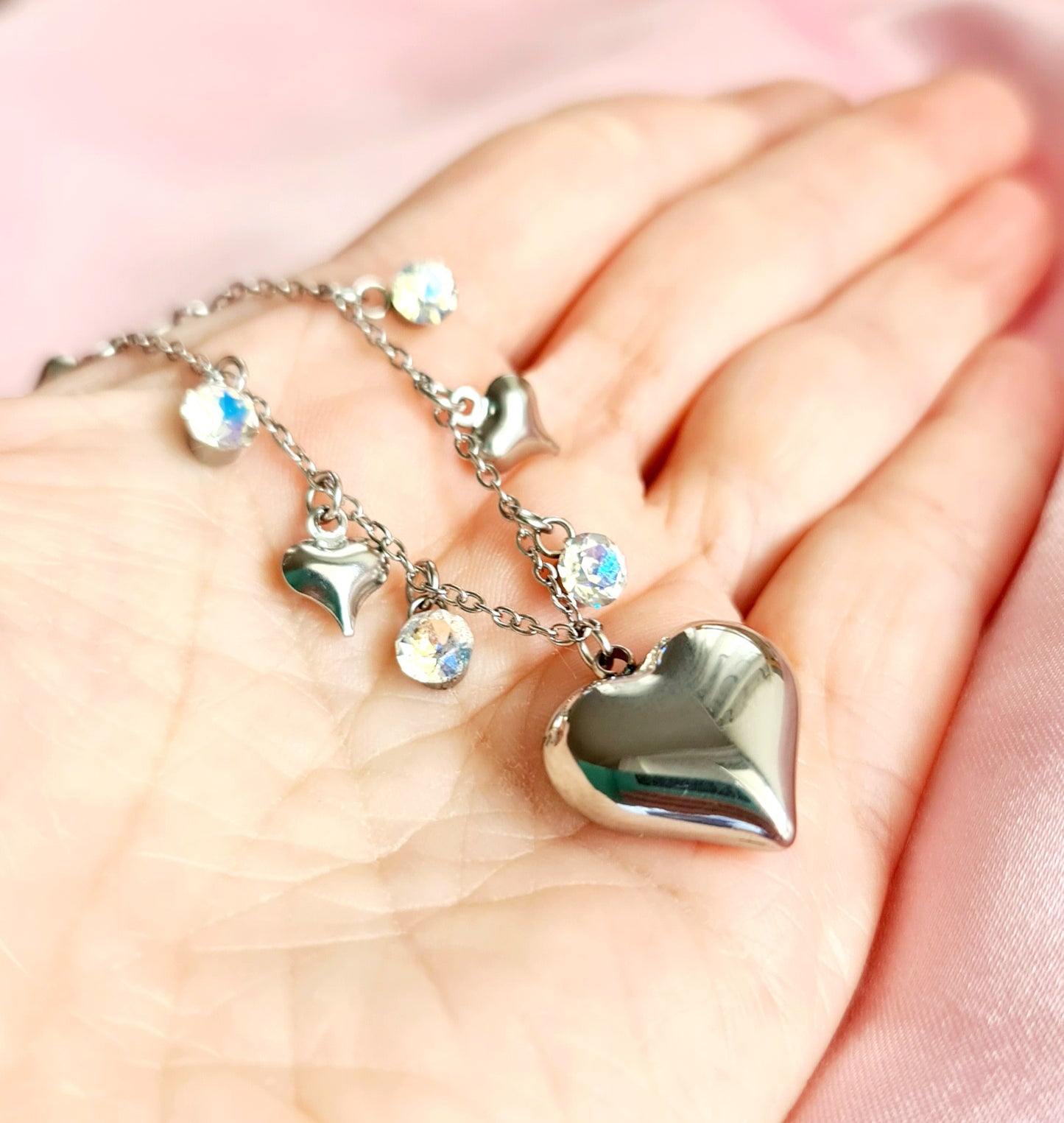Collana cuori e cristalli