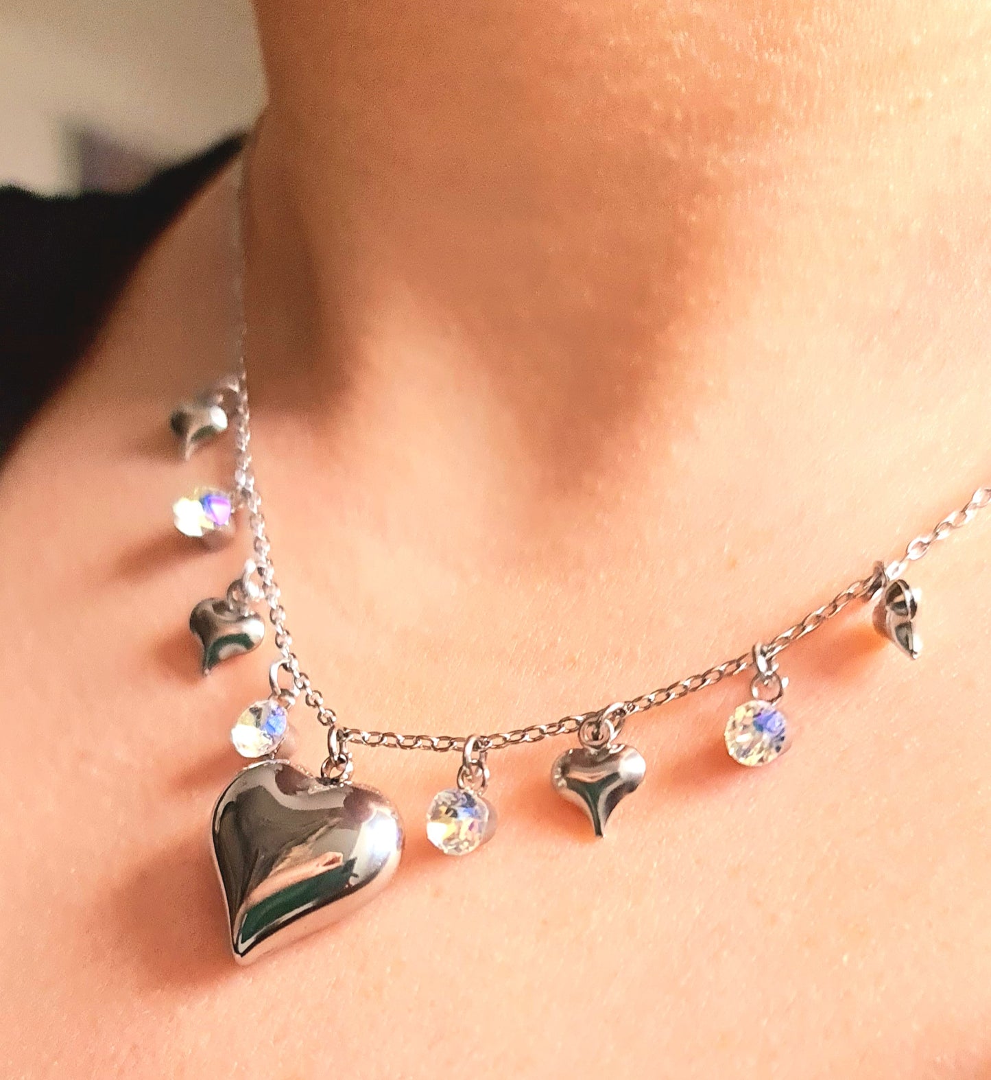 Collana cuori e cristalli