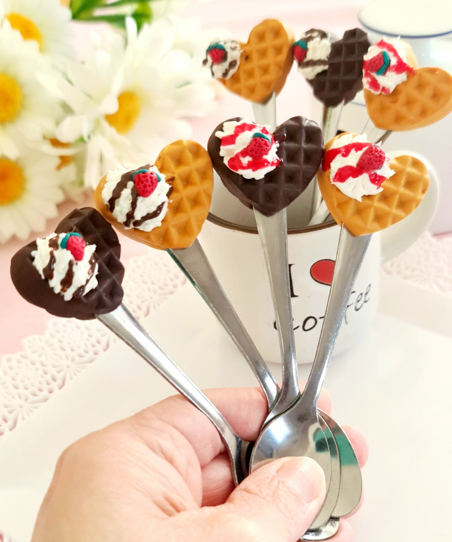 Cucchiaini con finti waffles
