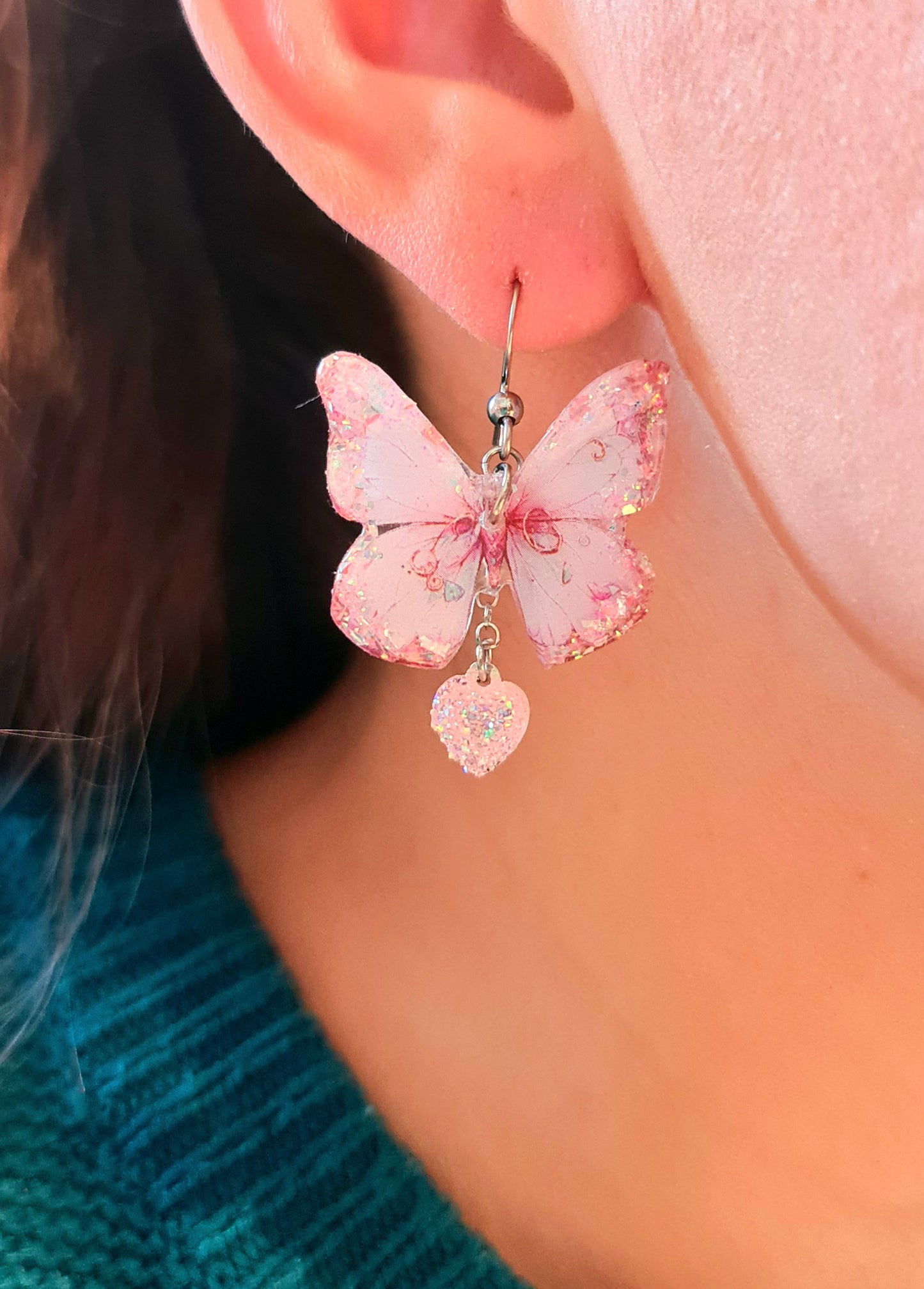 Orecchini farfalle rosa