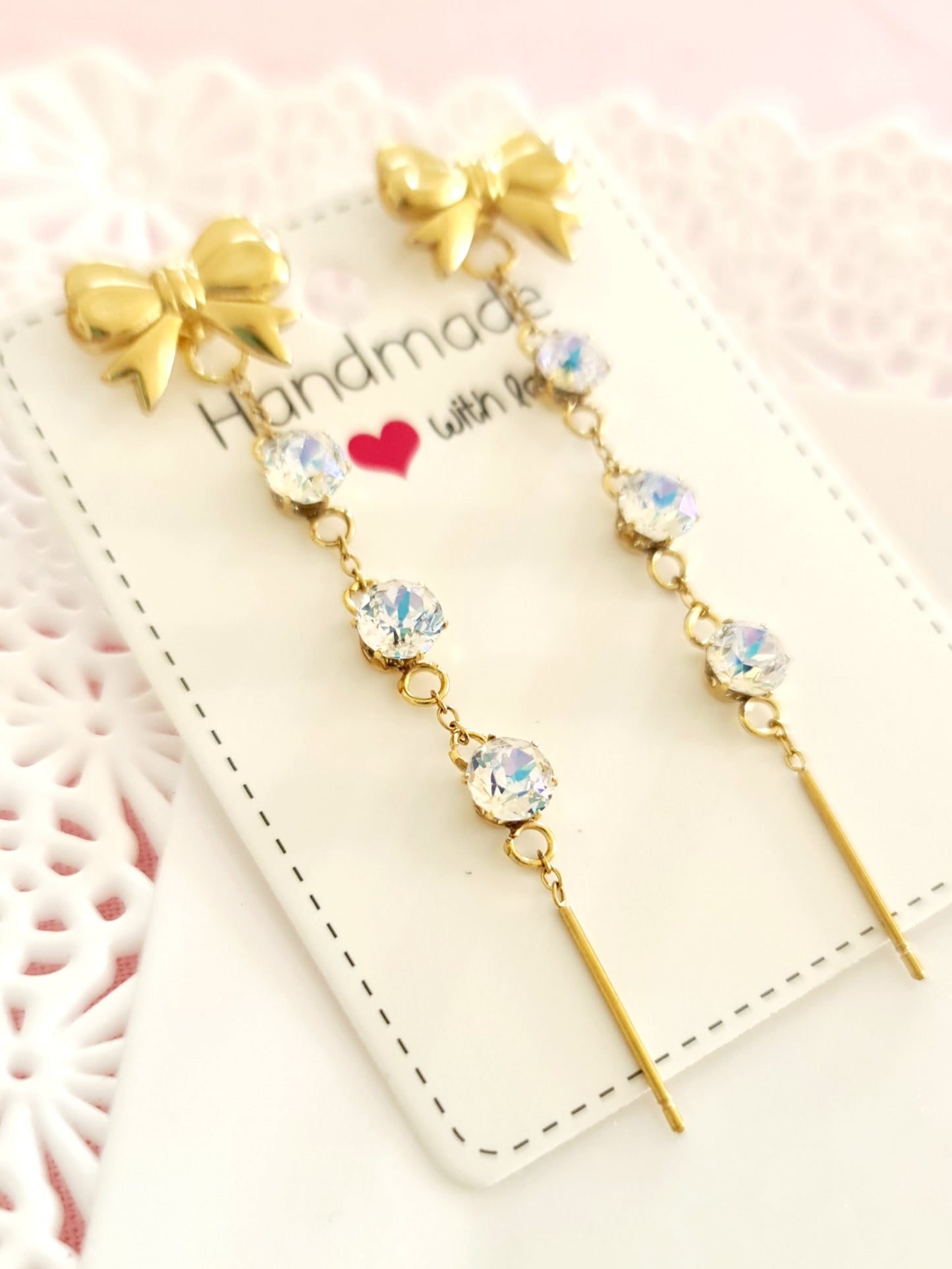 Orecchini CASCATA DI STRASS con Fiocco