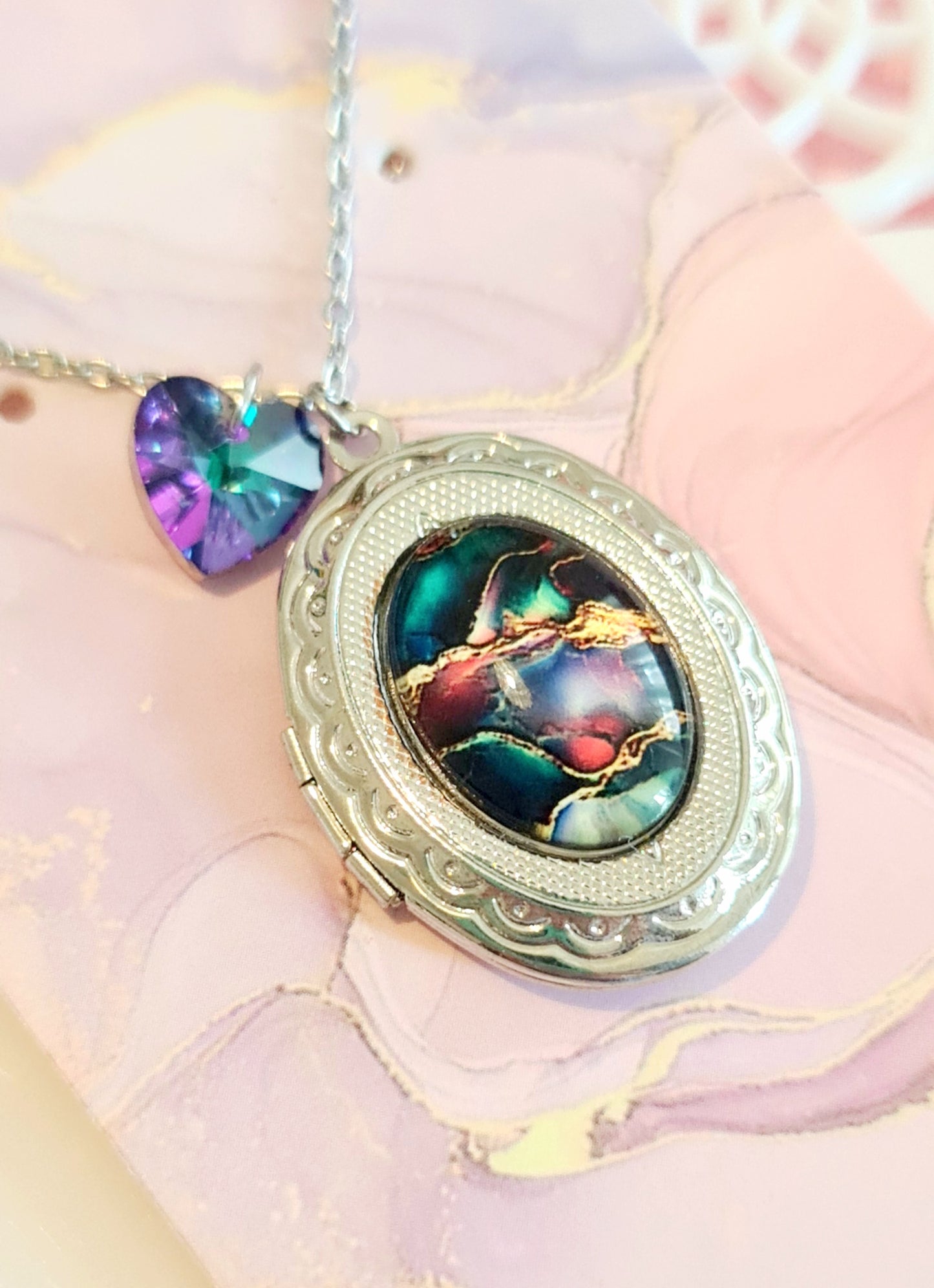 Collana portafoto effetto marmo 1