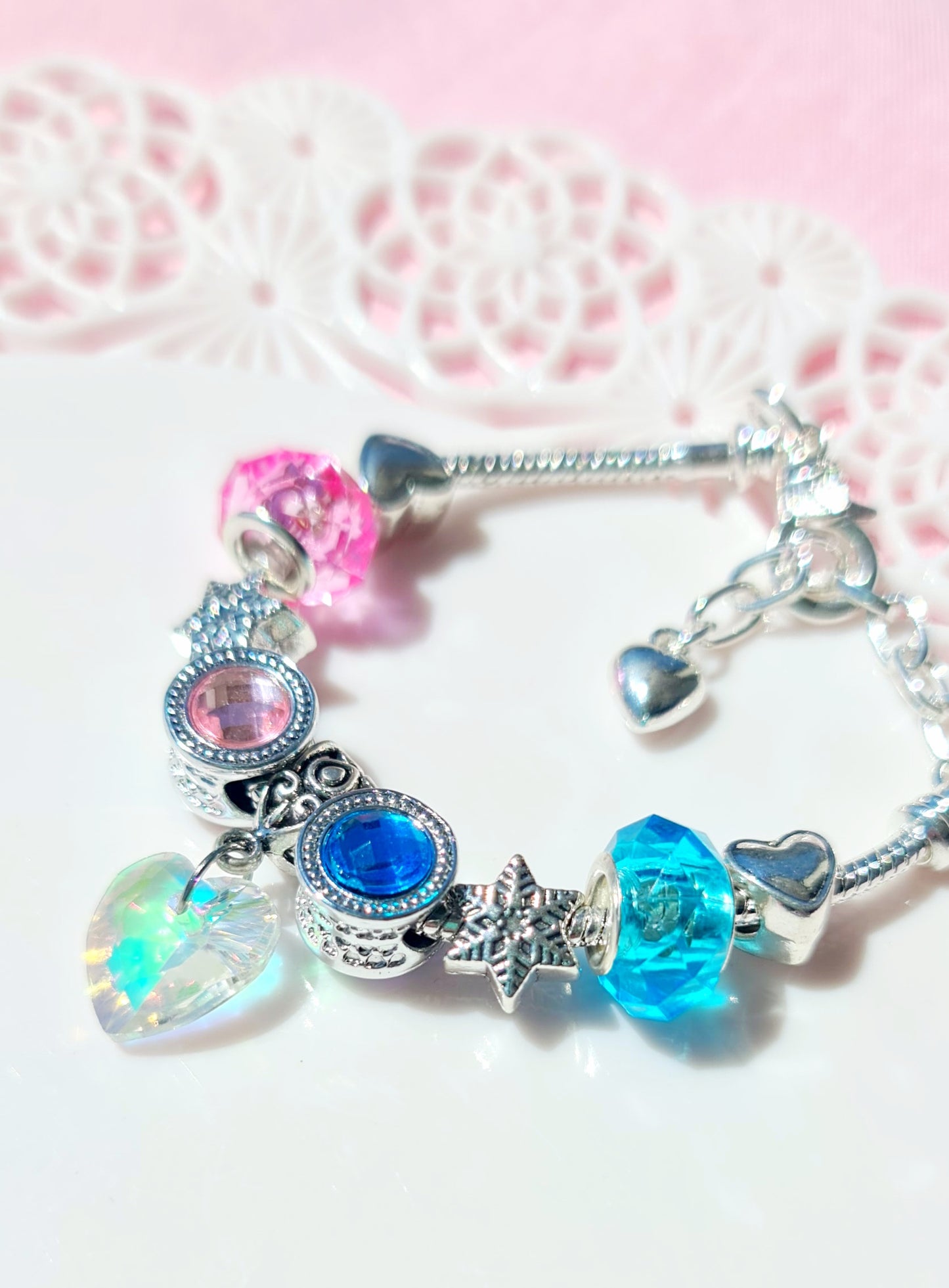 Bracciale con catena a serpente con charm cuore