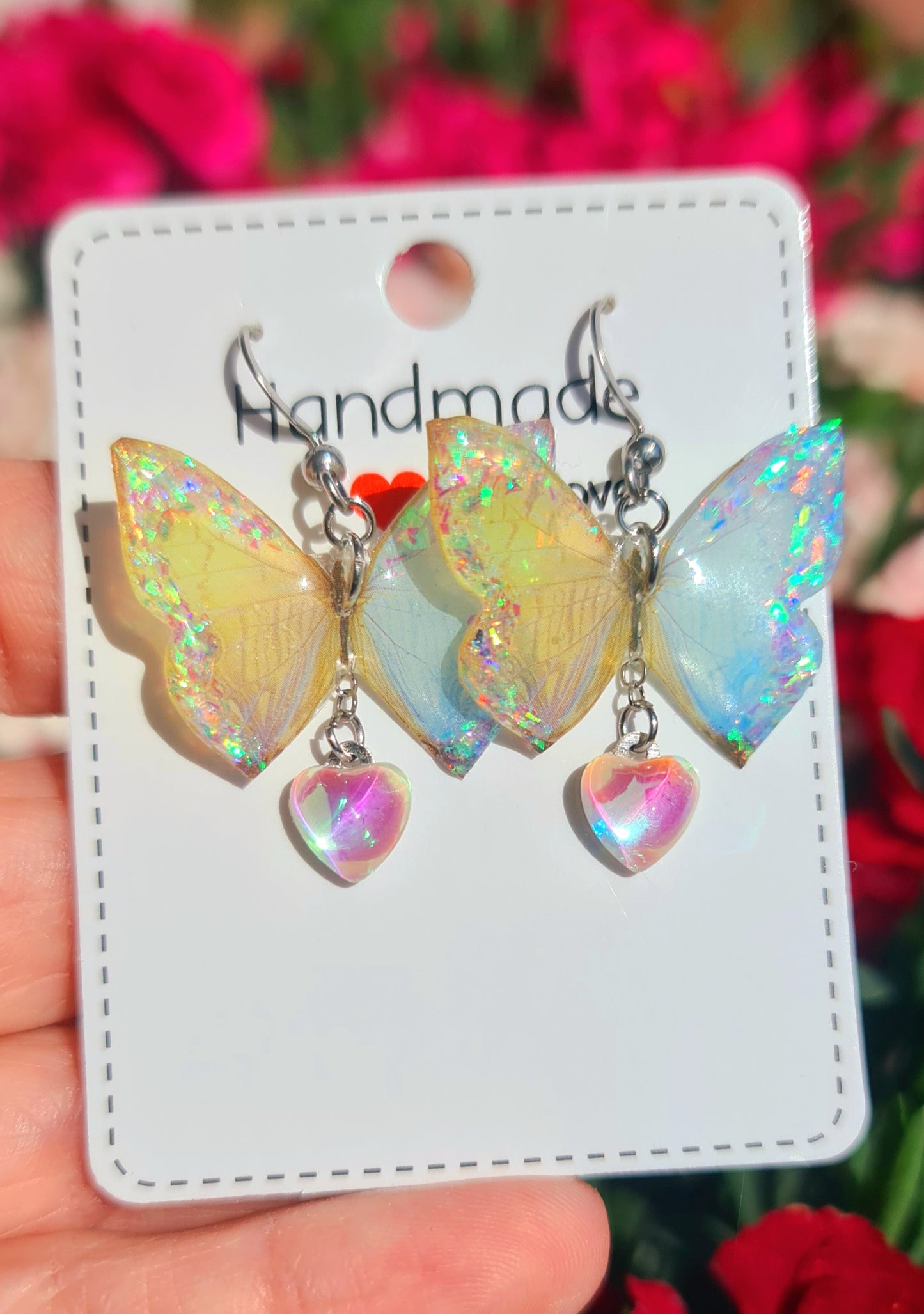 Orecchini farfalle gialle e celesti