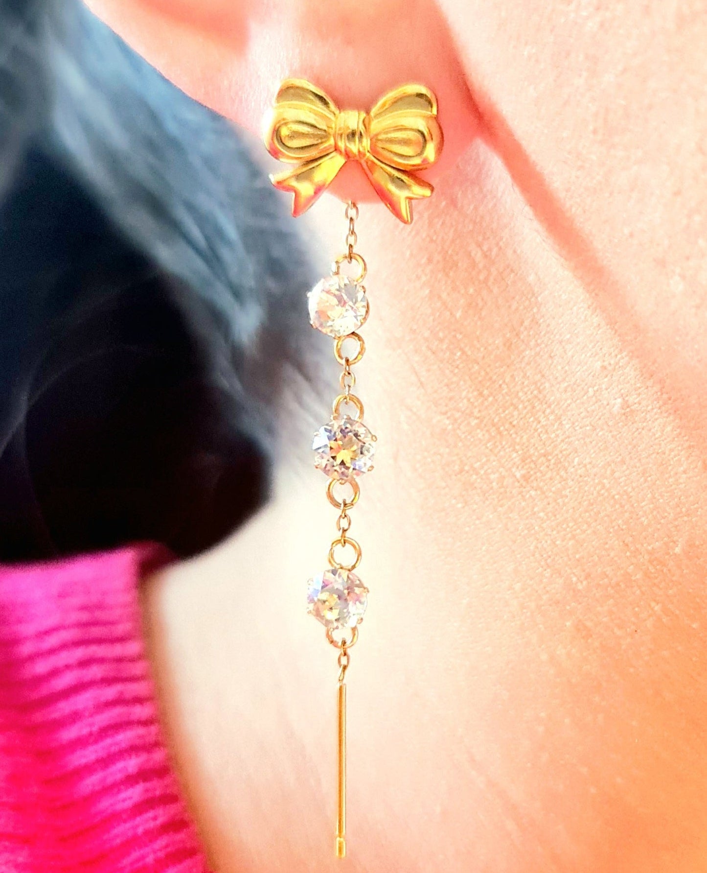 Orecchini CASCATA DI STRASS con Fiocco