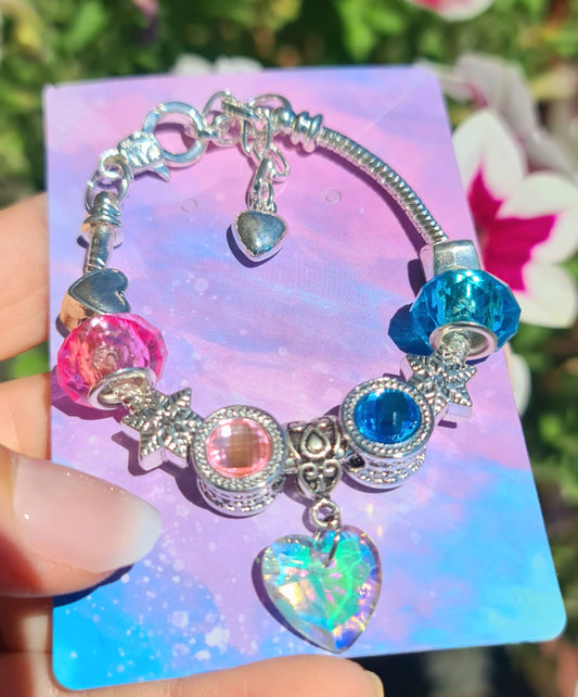 Bracciale con catena a serpente con charm cuore