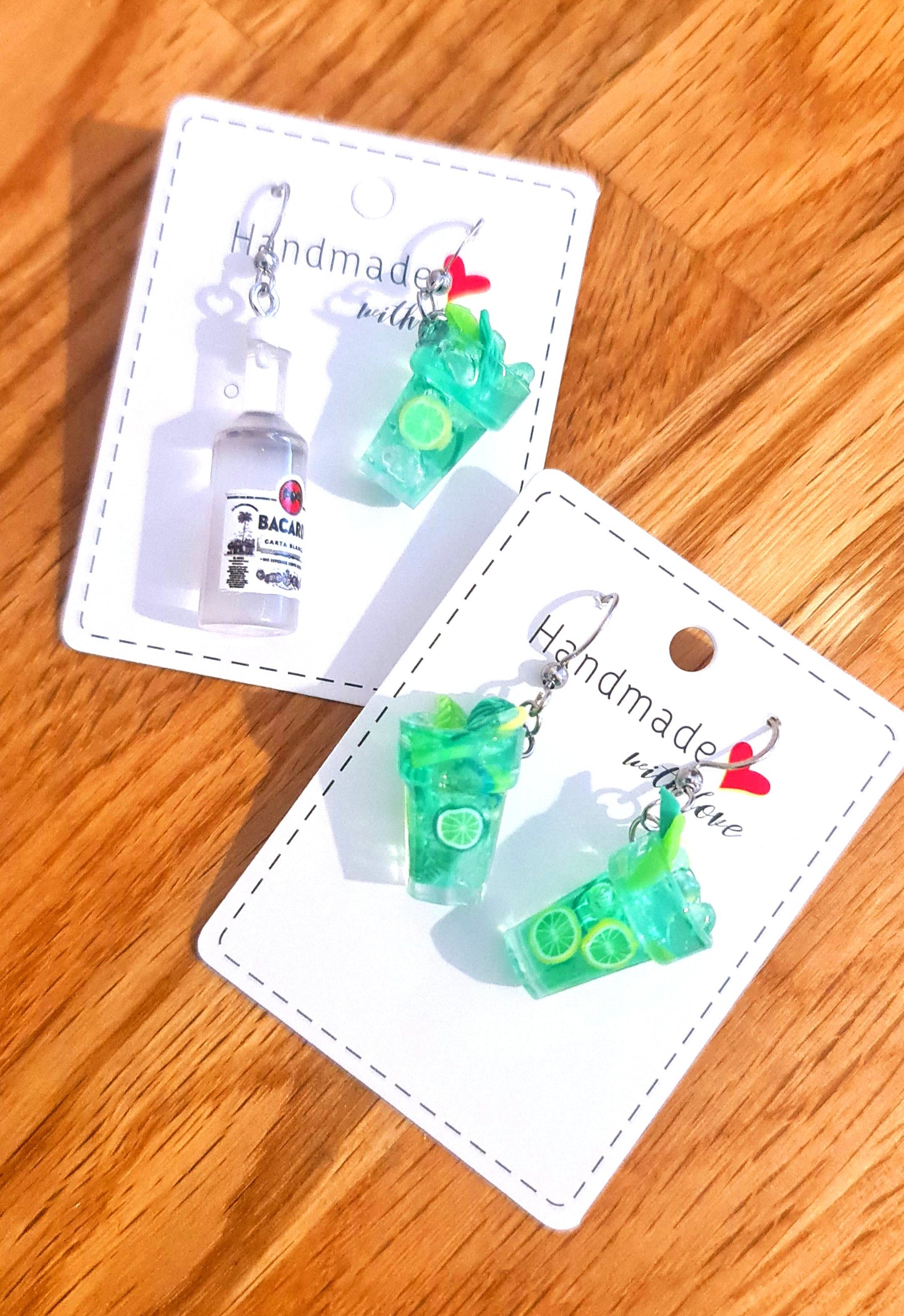 Orecchini Mojito Miniatura Fatti a Mano – Lime e Menta – Gioielli Originali Artigianali