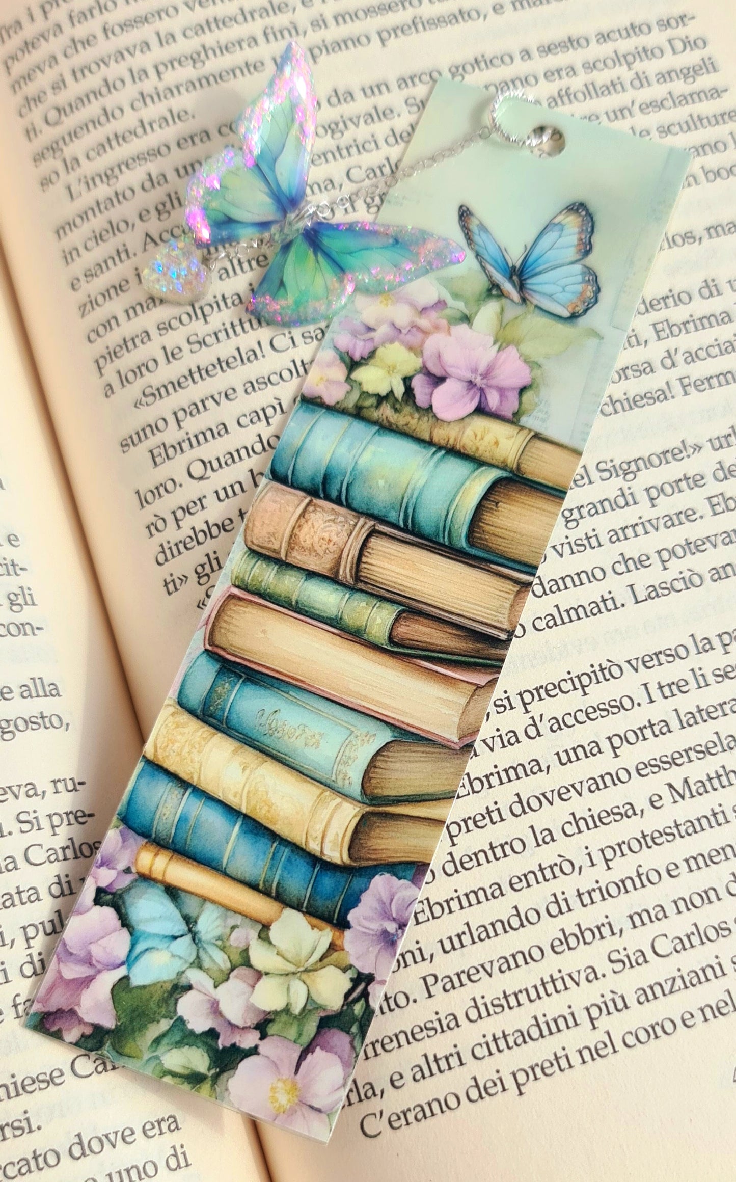 Marque-pages papillon rose et bleu