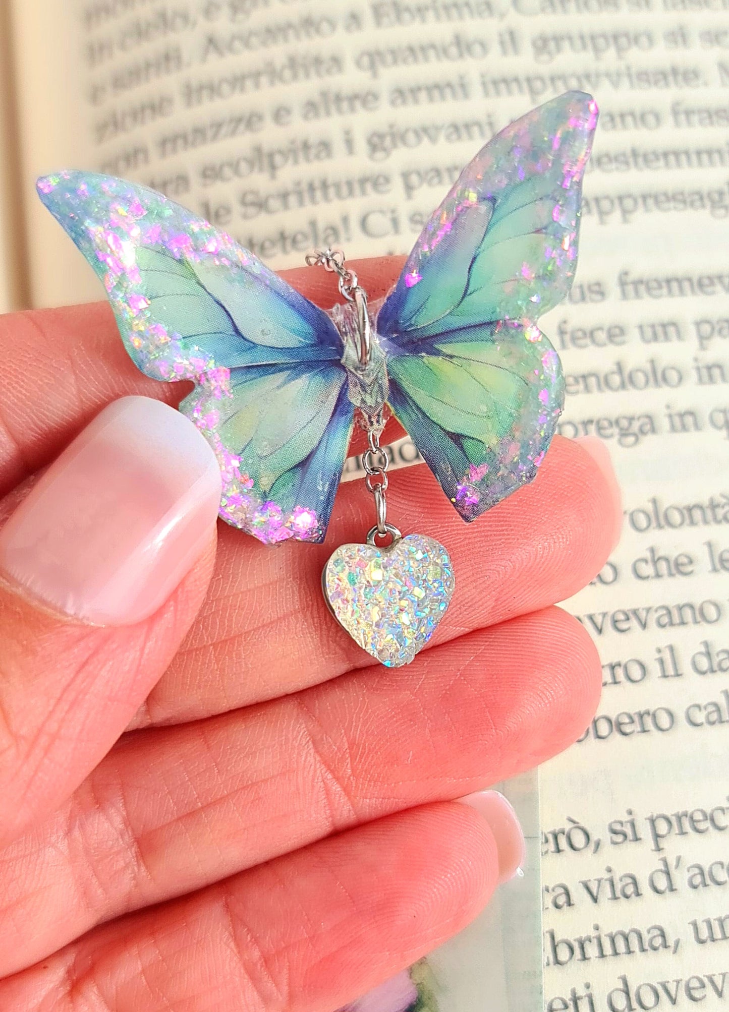 Marque-pages papillon rose et bleu