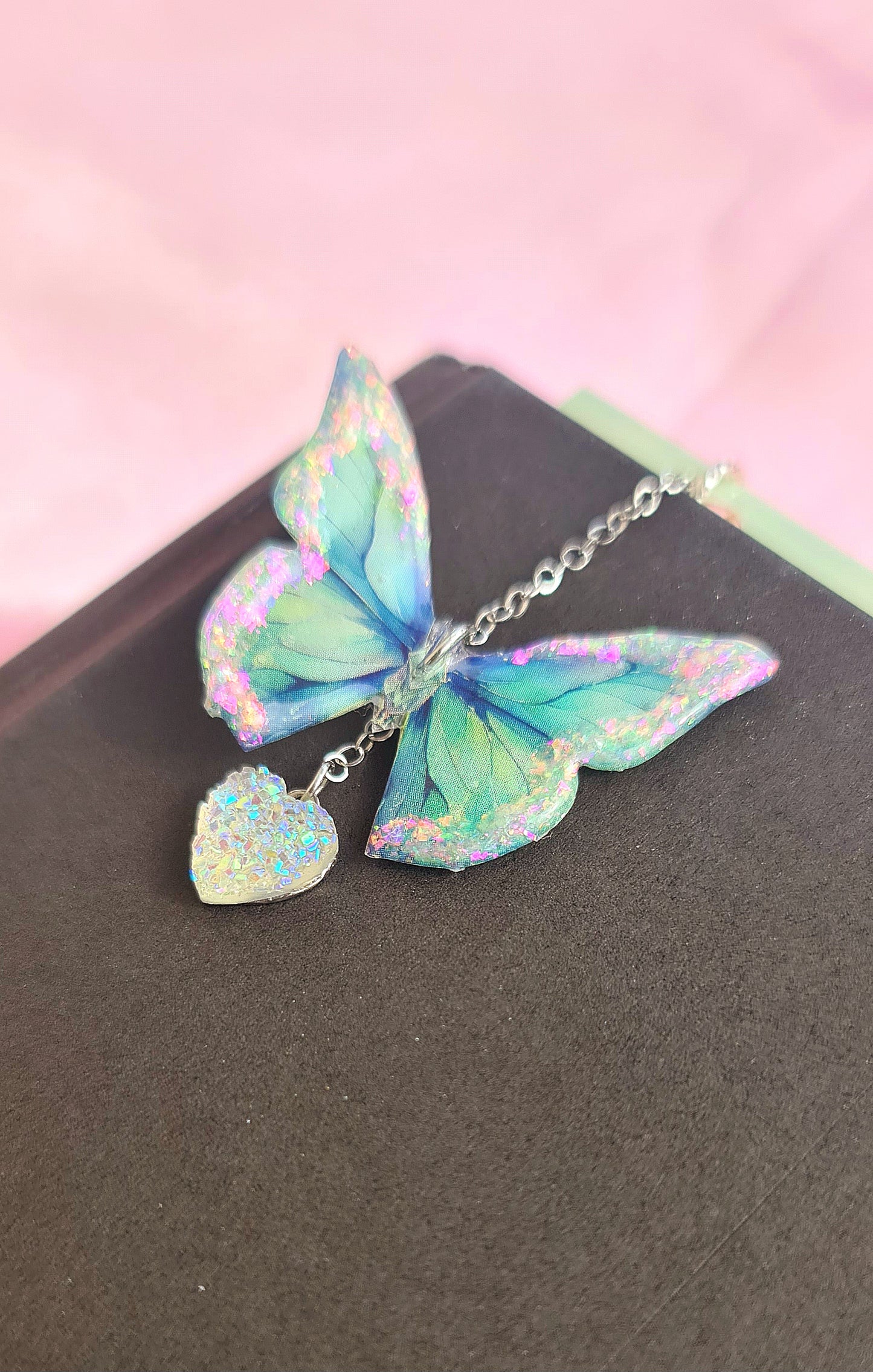 Marque-pages papillon rose et bleu