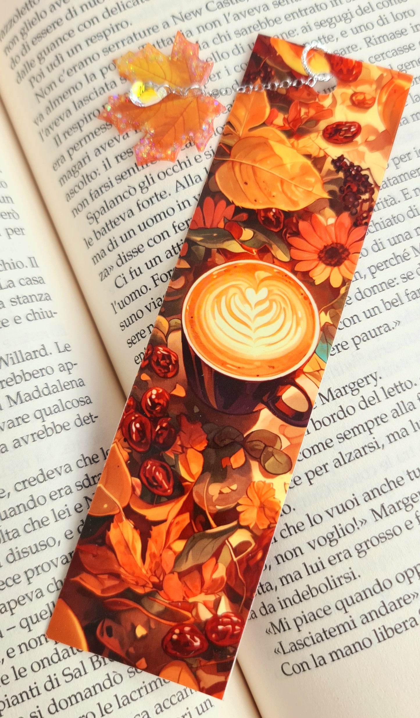 Segnalibri con foglie autunnali in resina