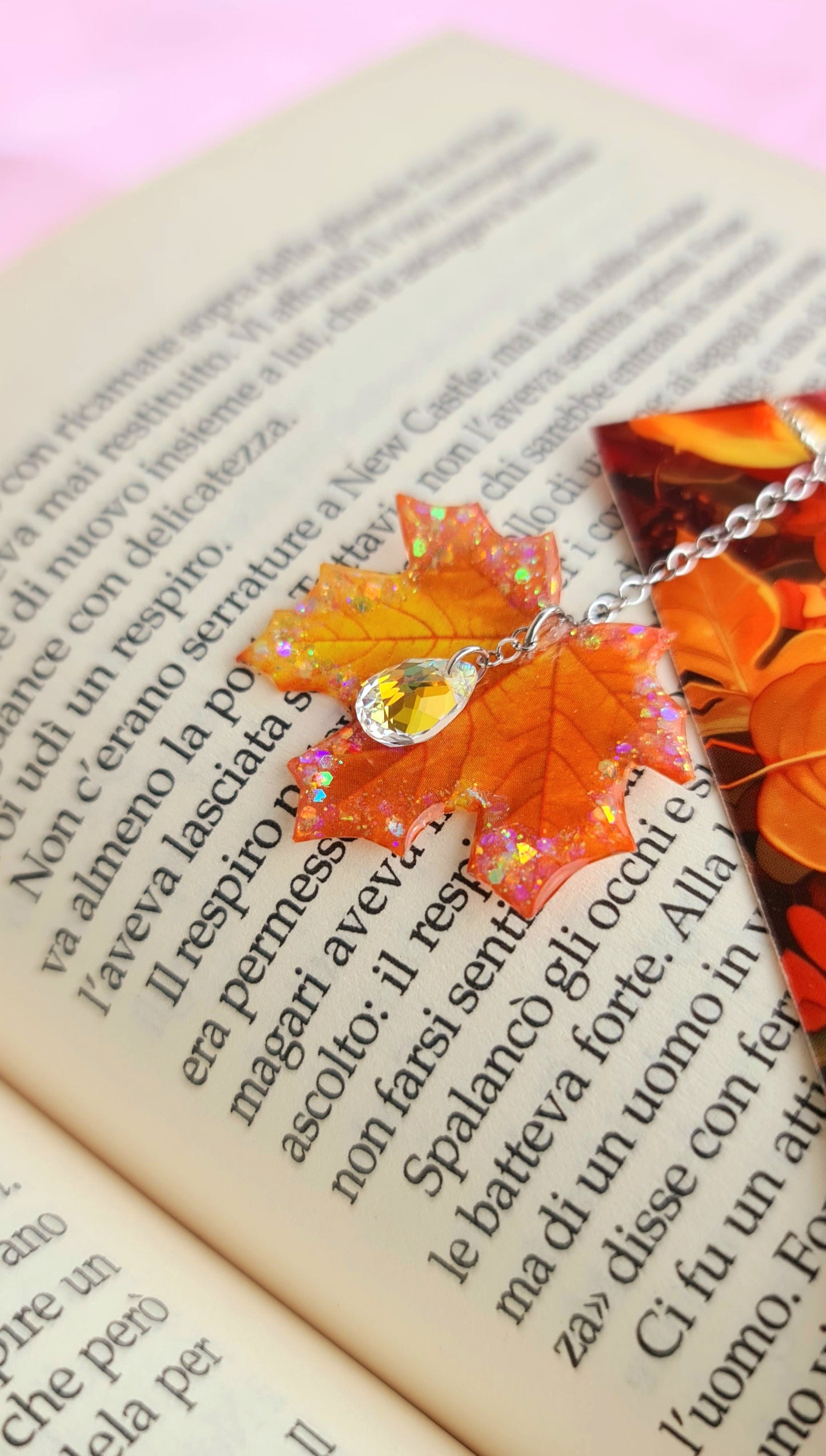 Segnalibri con foglie autunnali in resina