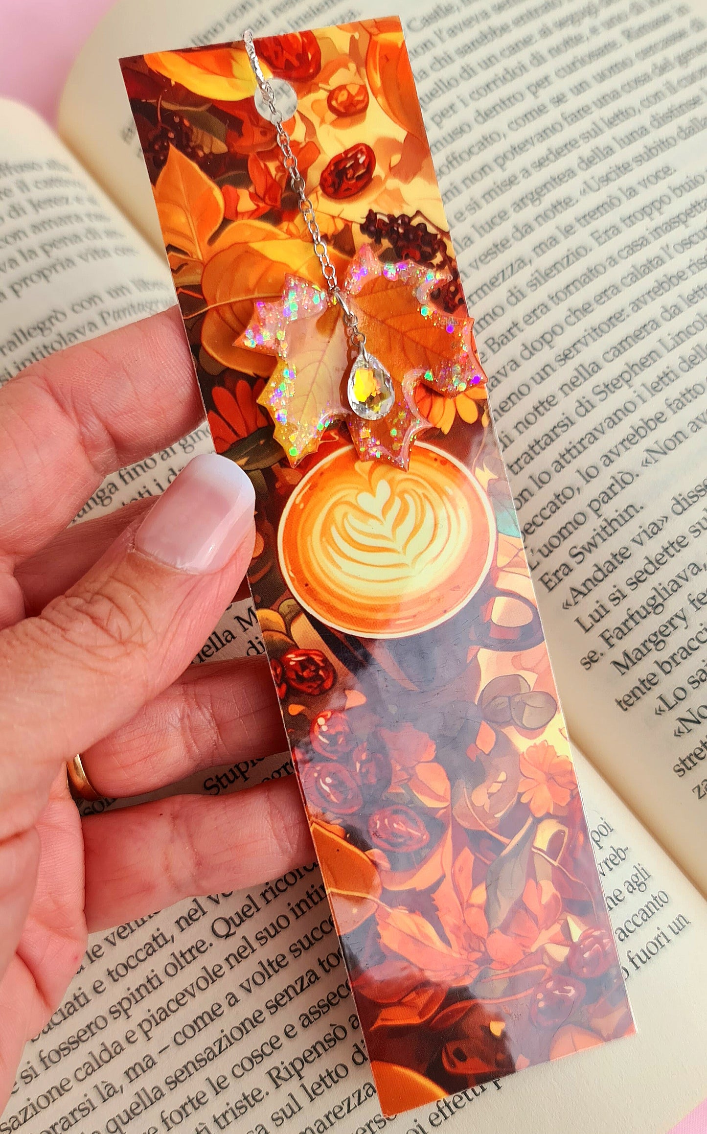 Segnalibri con foglie autunnali in resina