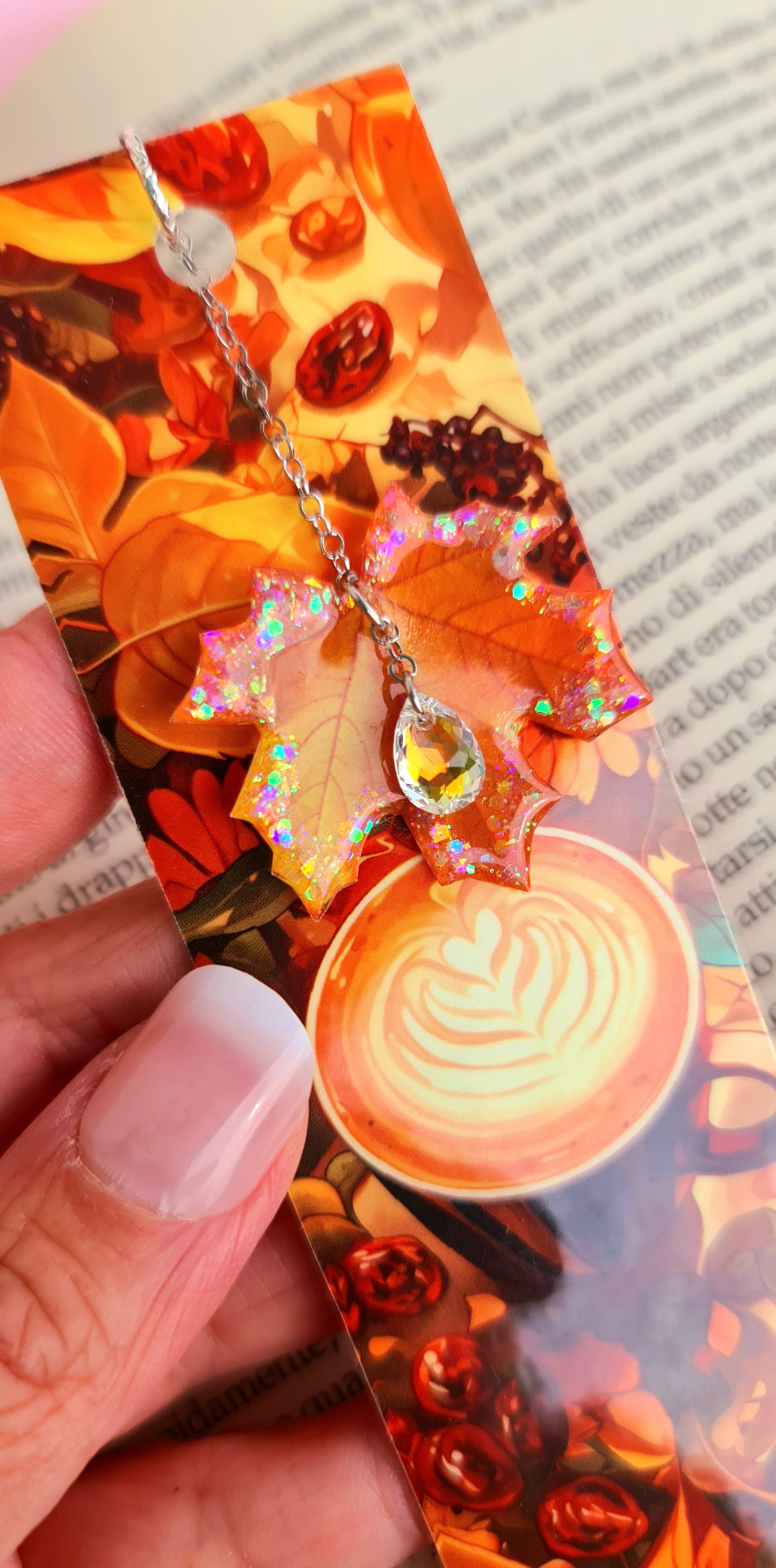 Segnalibri con foglie autunnali in resina