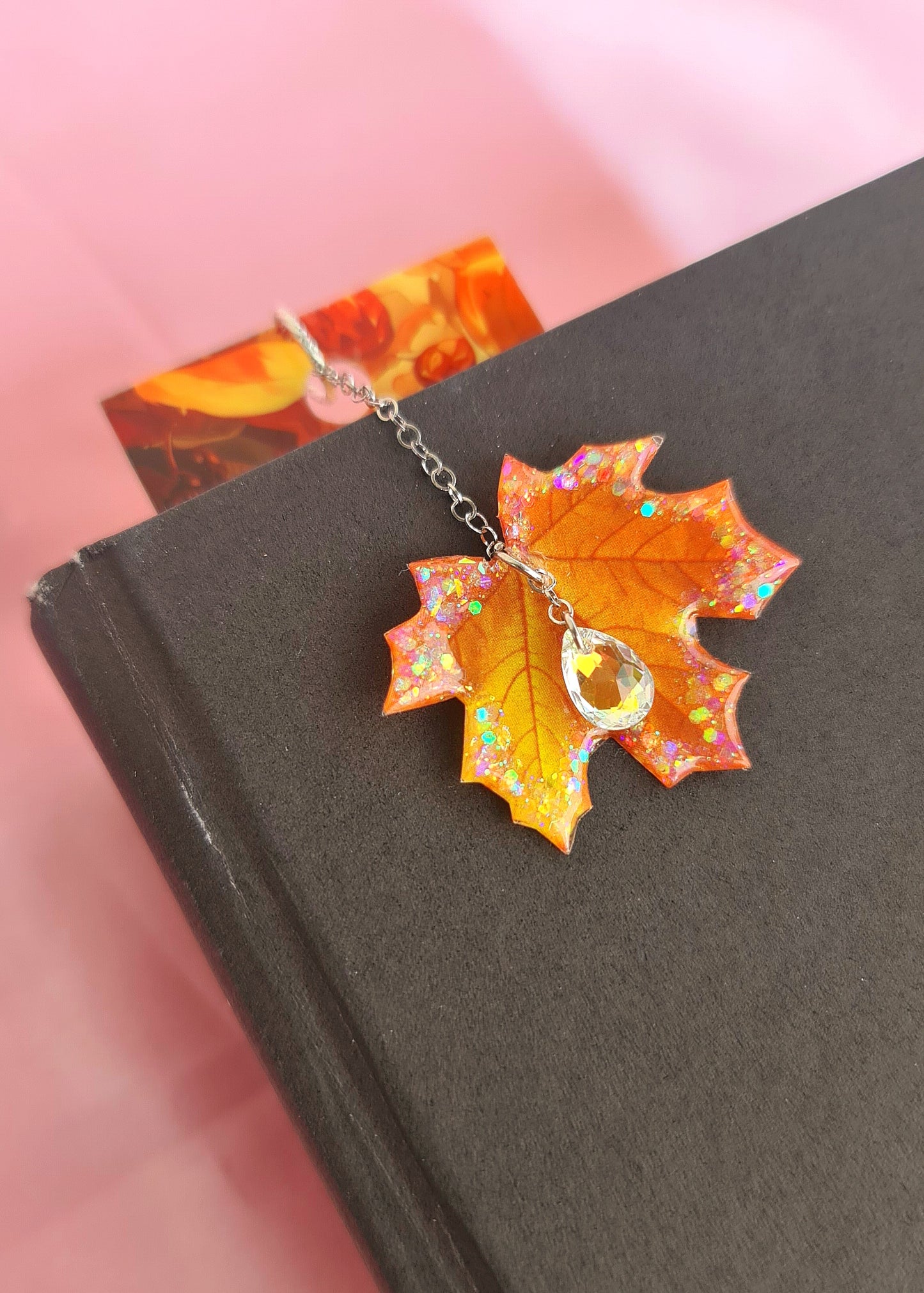 Segnalibri con foglie autunnali in resina