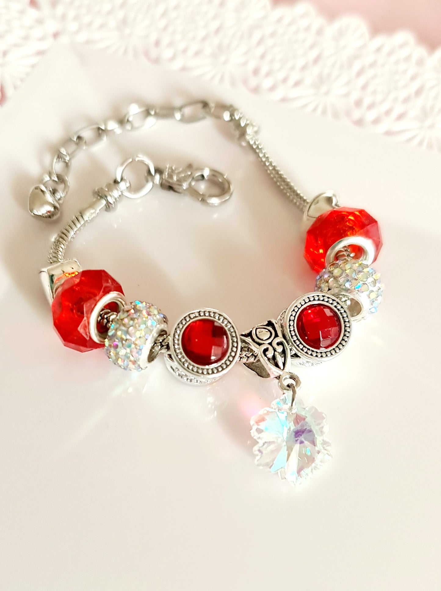 Bracciale con catena a serpente con charm fiocco di neve