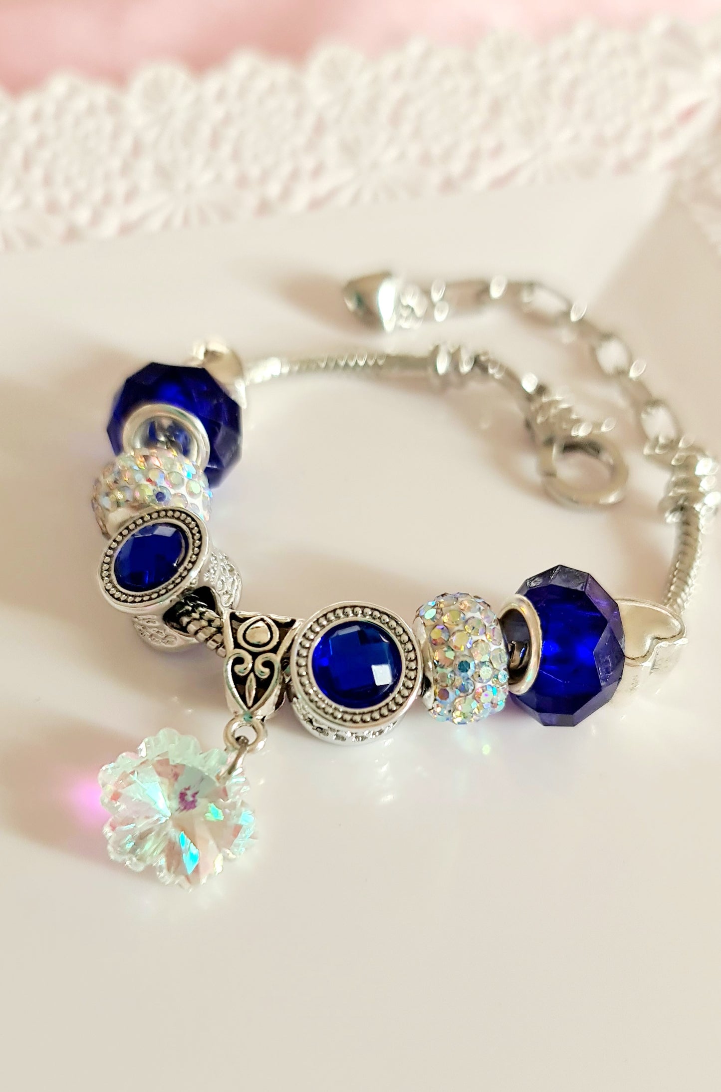 Bracciale con catena a serpente con charm fiocco di neve