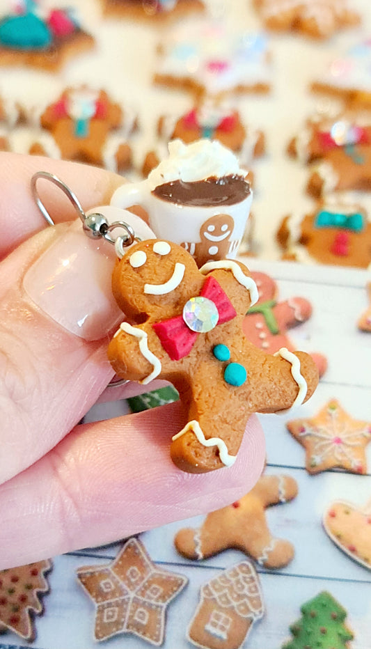 Orecchini natalizi omino pan di zenzero e cioccolata calda