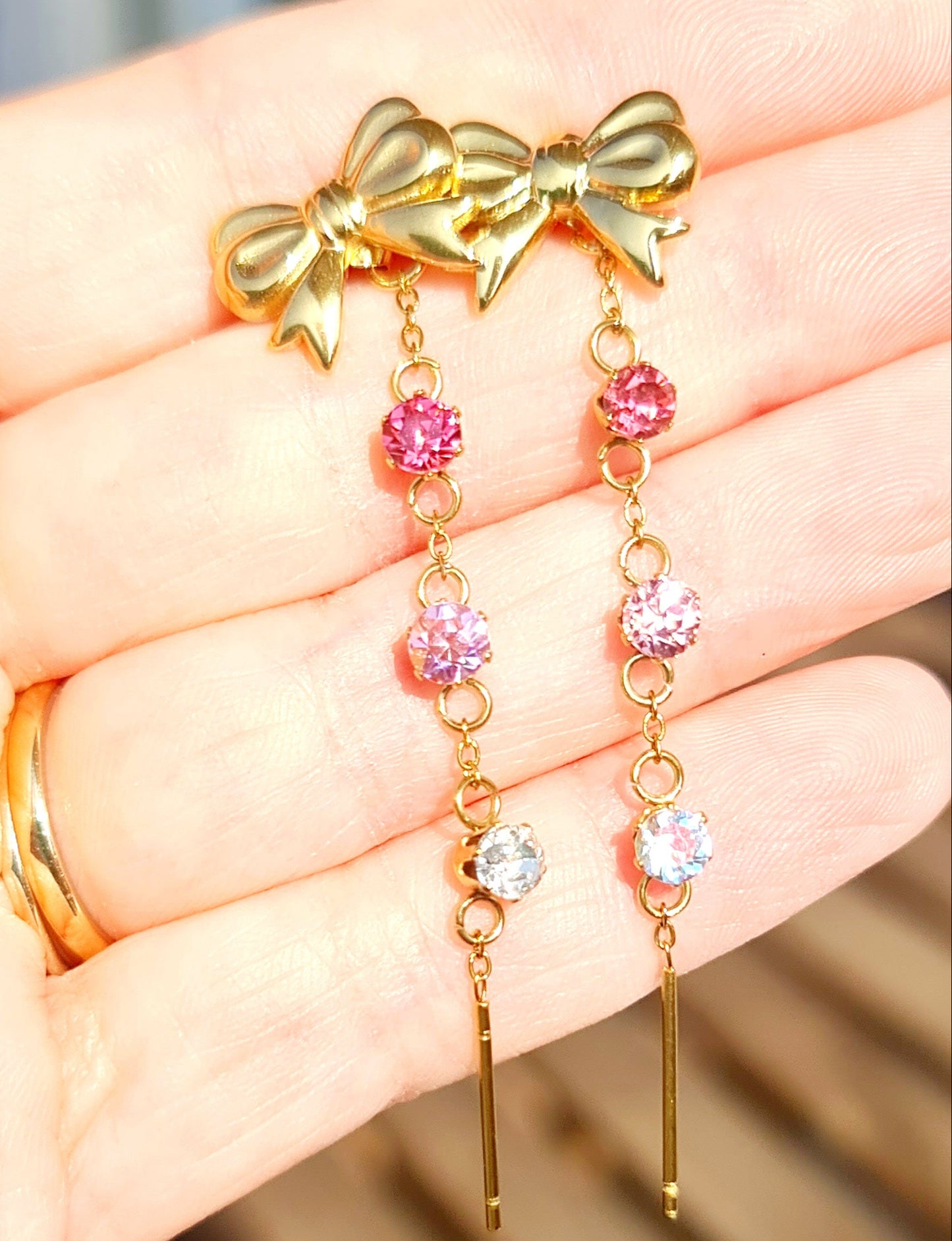 Orecchini CASCATA DI STRASS con Fiocco