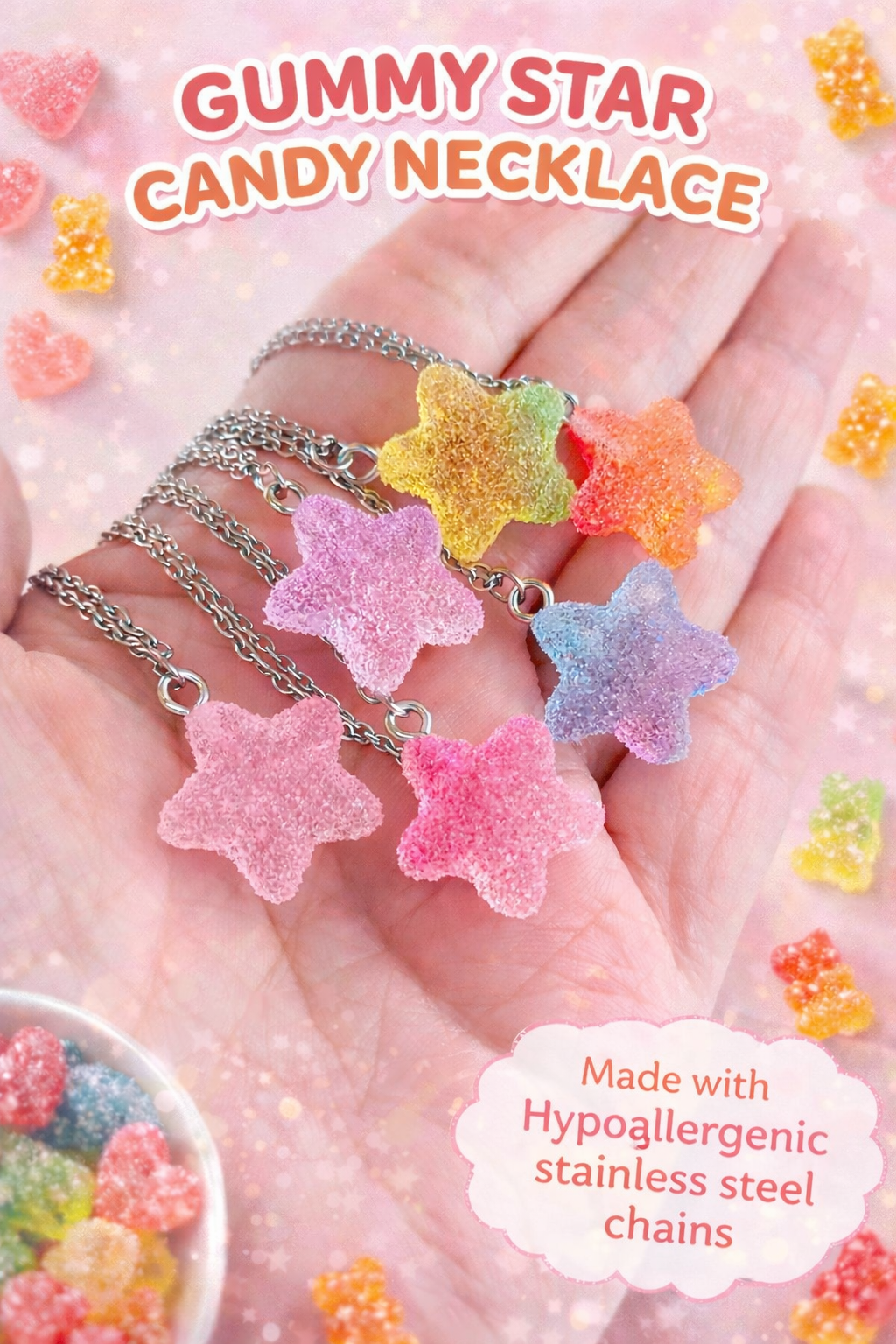 Collane con finte caramelle gommose a forma di stella – Idee regalo carine per bambine e per le piccole invitate ad una festa di compleanno