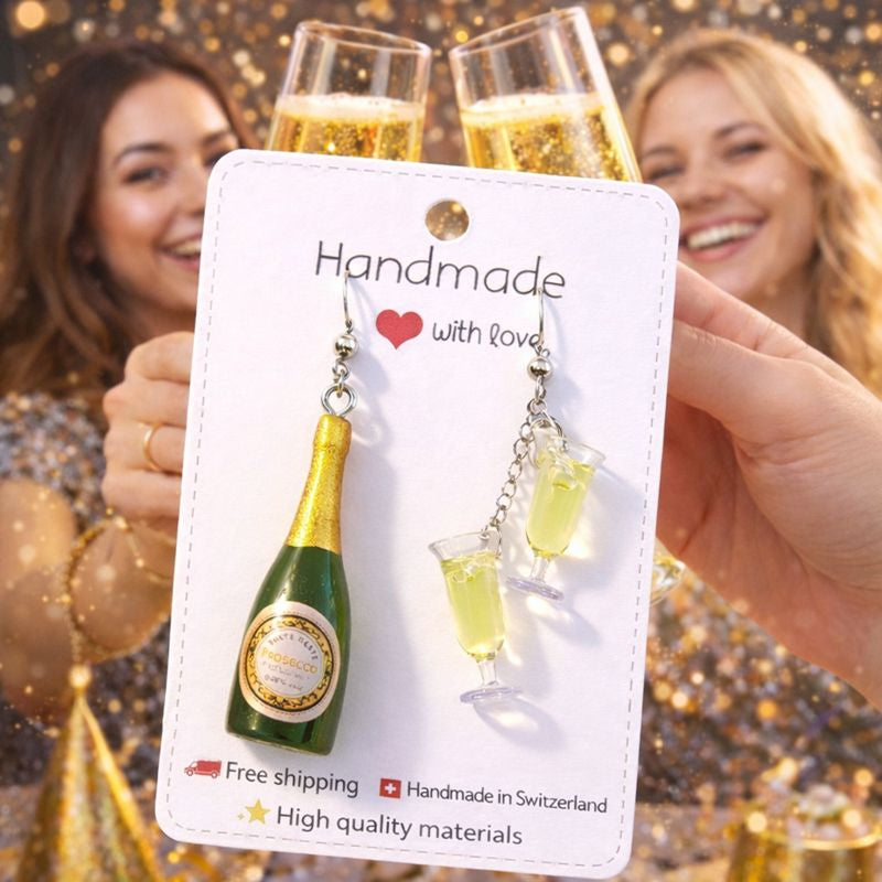 Orecchini Mini Calici con Spumante – Handmade in Svizzera