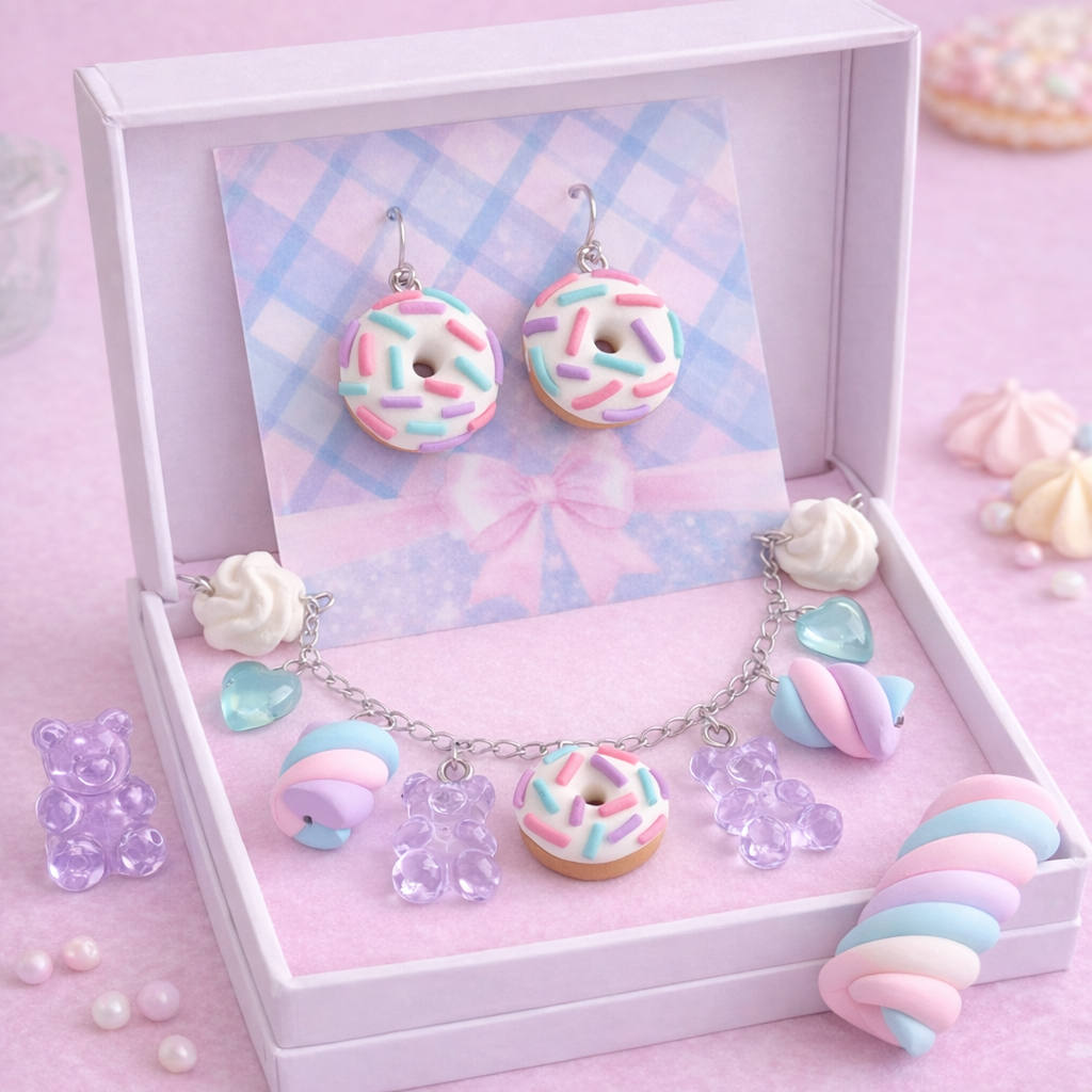 Bracciali con finti dolcetti dai colori pastello