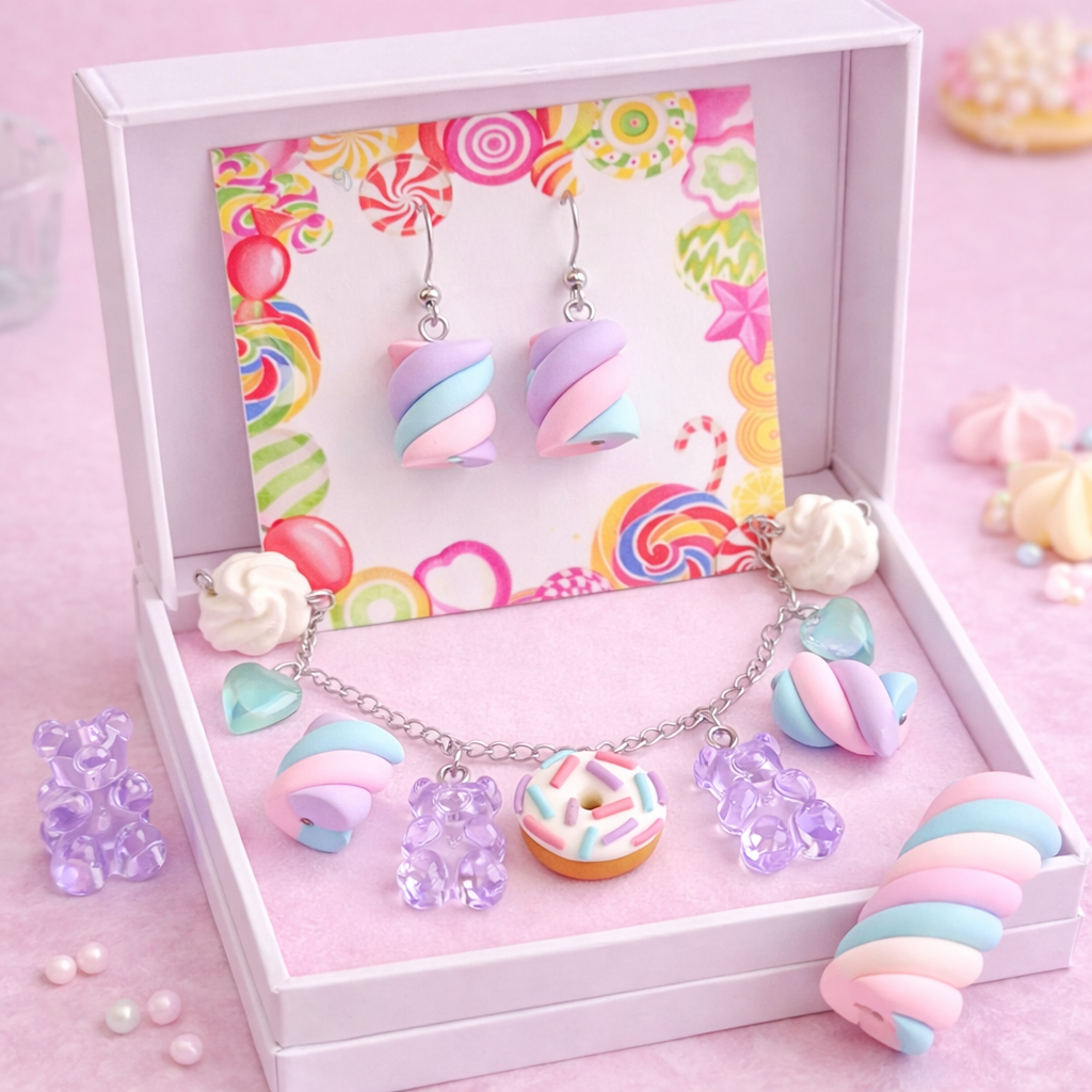 Bracciali con finti dolcetti dai colori pastello