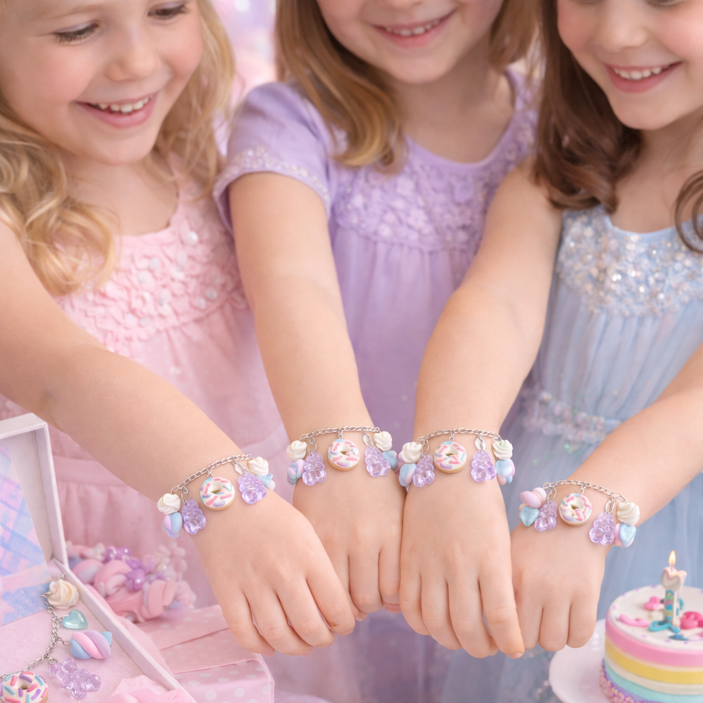 Bracciali con finti dolcetti dai colori pastello