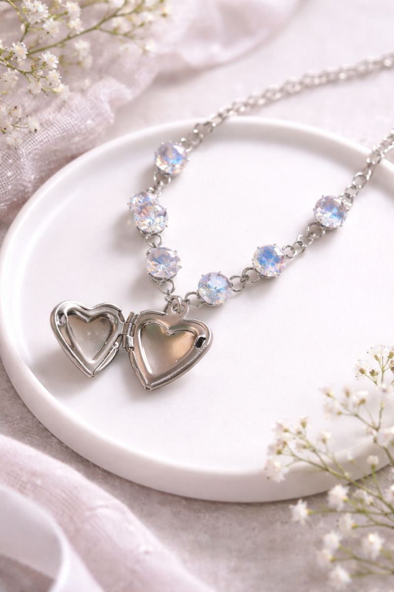 Bracciali artigianali con ciondoli Cuore apribili e strass di vetro – Acciaio Inox Ipoallergenico