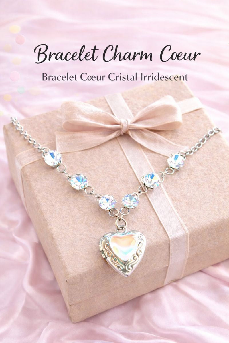 Bracciali artigianali con ciondoli Cuore apribili e strass di vetro – Acciaio Inox Ipoallergenico