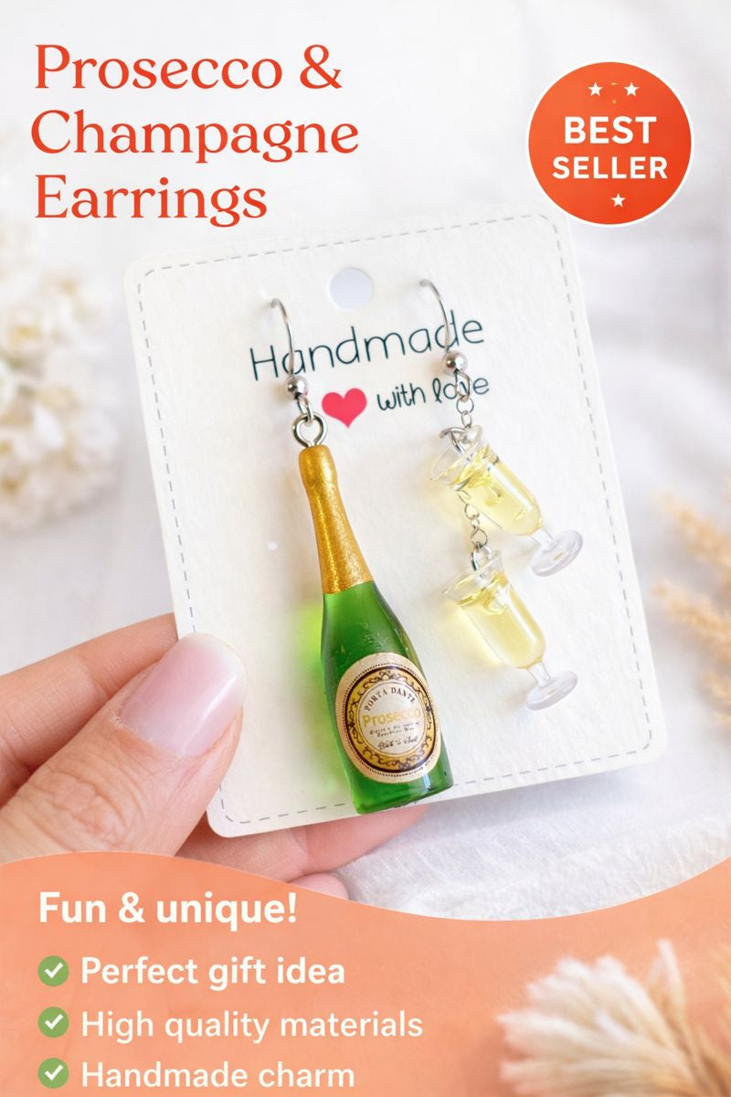 Orecchini Mini Calici con Spumante – Handmade in Svizzera