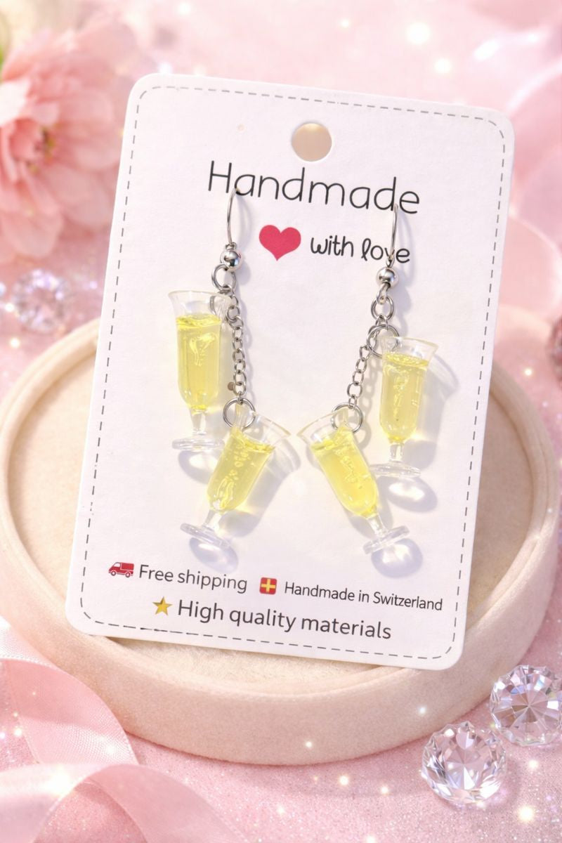Orecchini Mini Calici con Spumante – Handmade in Svizzera