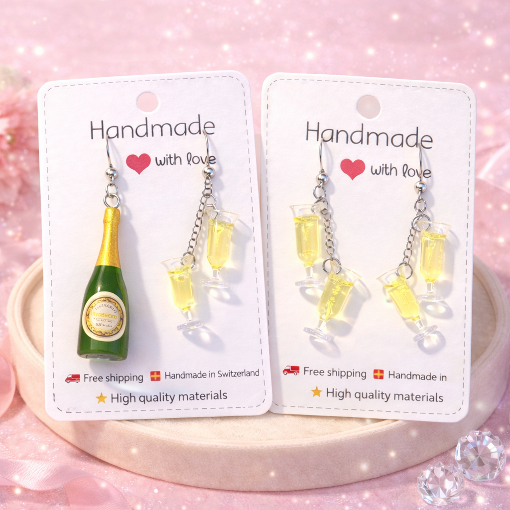 Orecchini Mini Calici con Spumante – Handmade in Svizzera