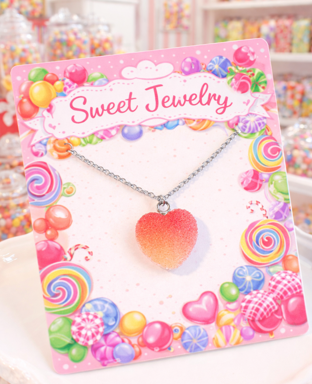 Collane con finte caramelle gommose a forma di cuore – Idee regalo carine per bambine e per le piccole invitate ad una festa di compleanno (Copia)