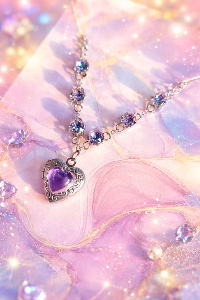 Bracciali artigianali con ciondoli Cuore apribili e strass di vetro – Acciaio Inox Ipoallergenico