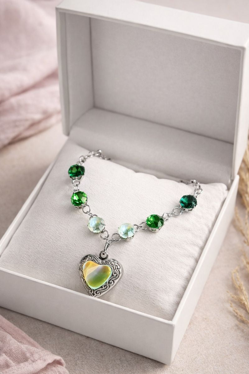 Bracciali artigianali con ciondoli Cuore apribili e strass di vetro – Acciaio Inox Ipoallergenico