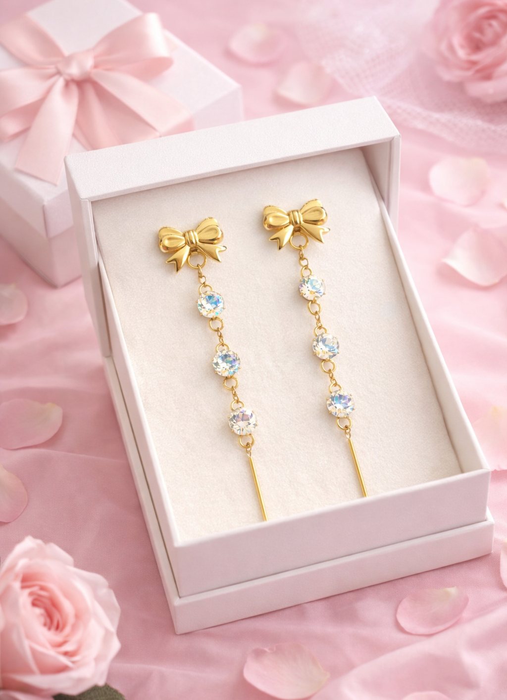 Orecchini CASCATA DI STRASS con Fiocco