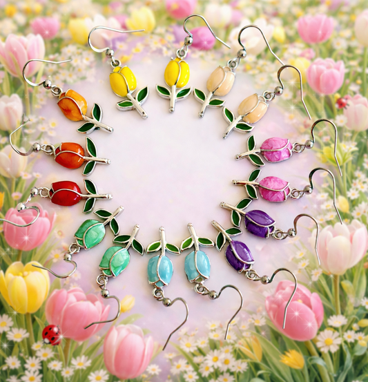 Orecchini TULIPANI smaltati - Perfetti per la primavera