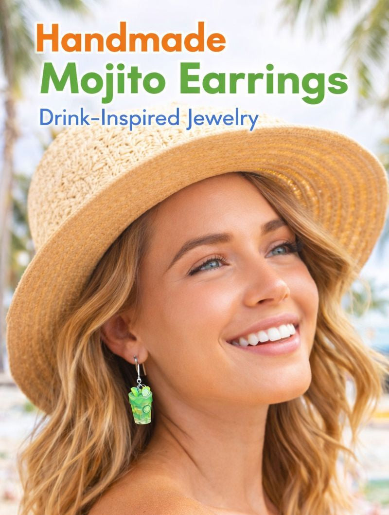 Orecchini Mojito Miniatura Fatti a Mano – Lime e Menta – Gioielli Originali Artigianali