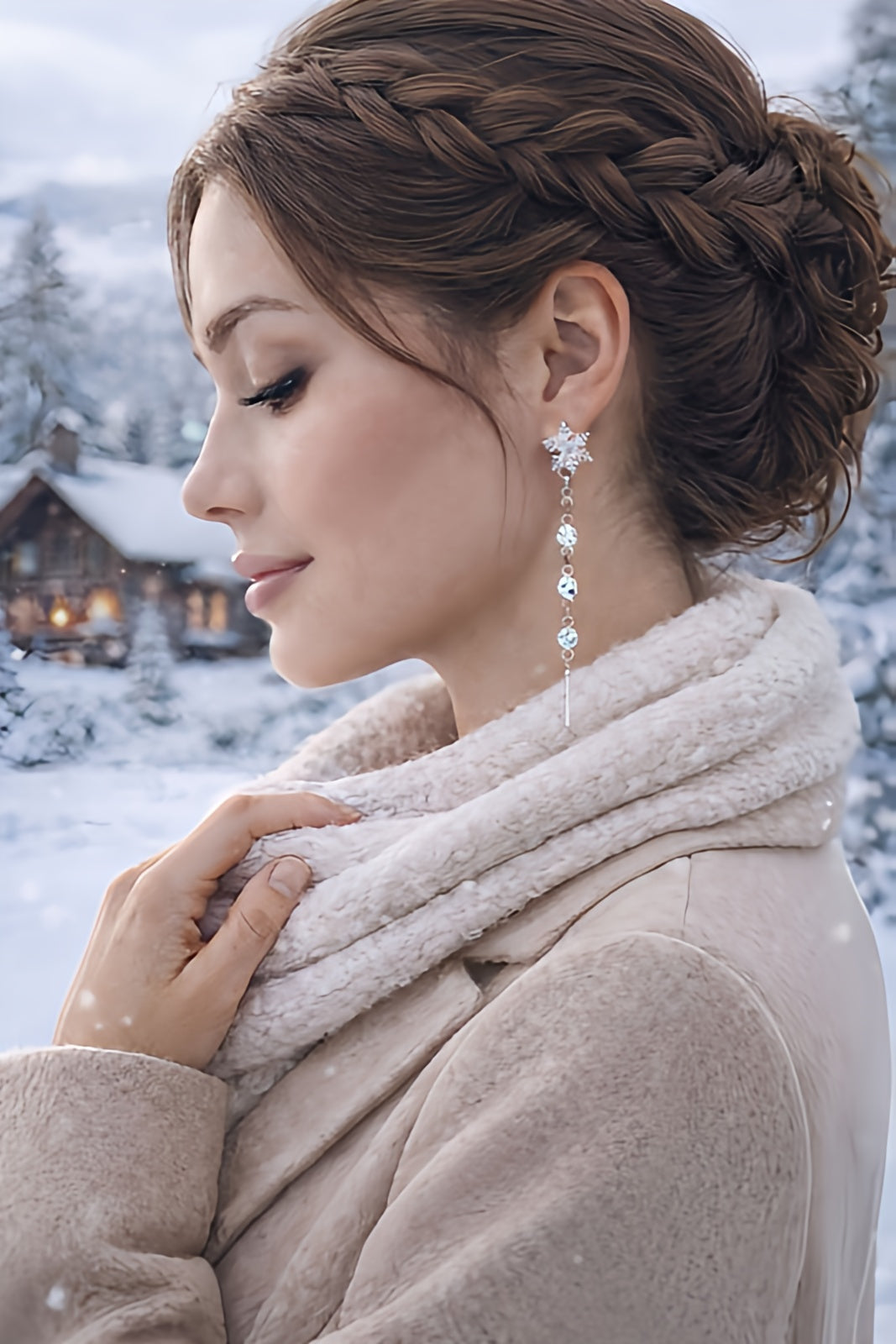 Eleganti e versatili orecchini pendenti con fiocco di neve e cristalli – Gioielli Eleganti Invernali