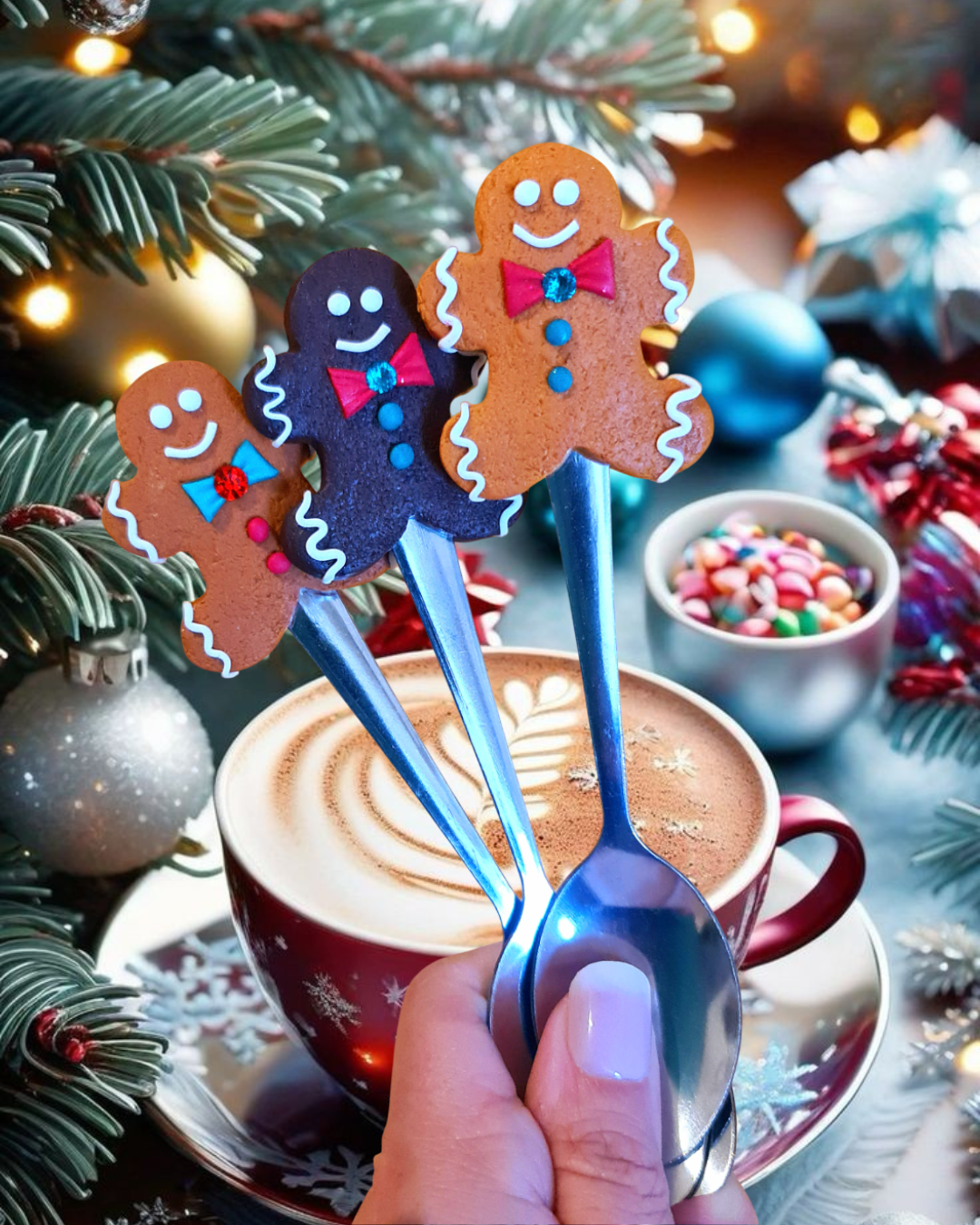 Cucchiaini con finti omini di marzapane