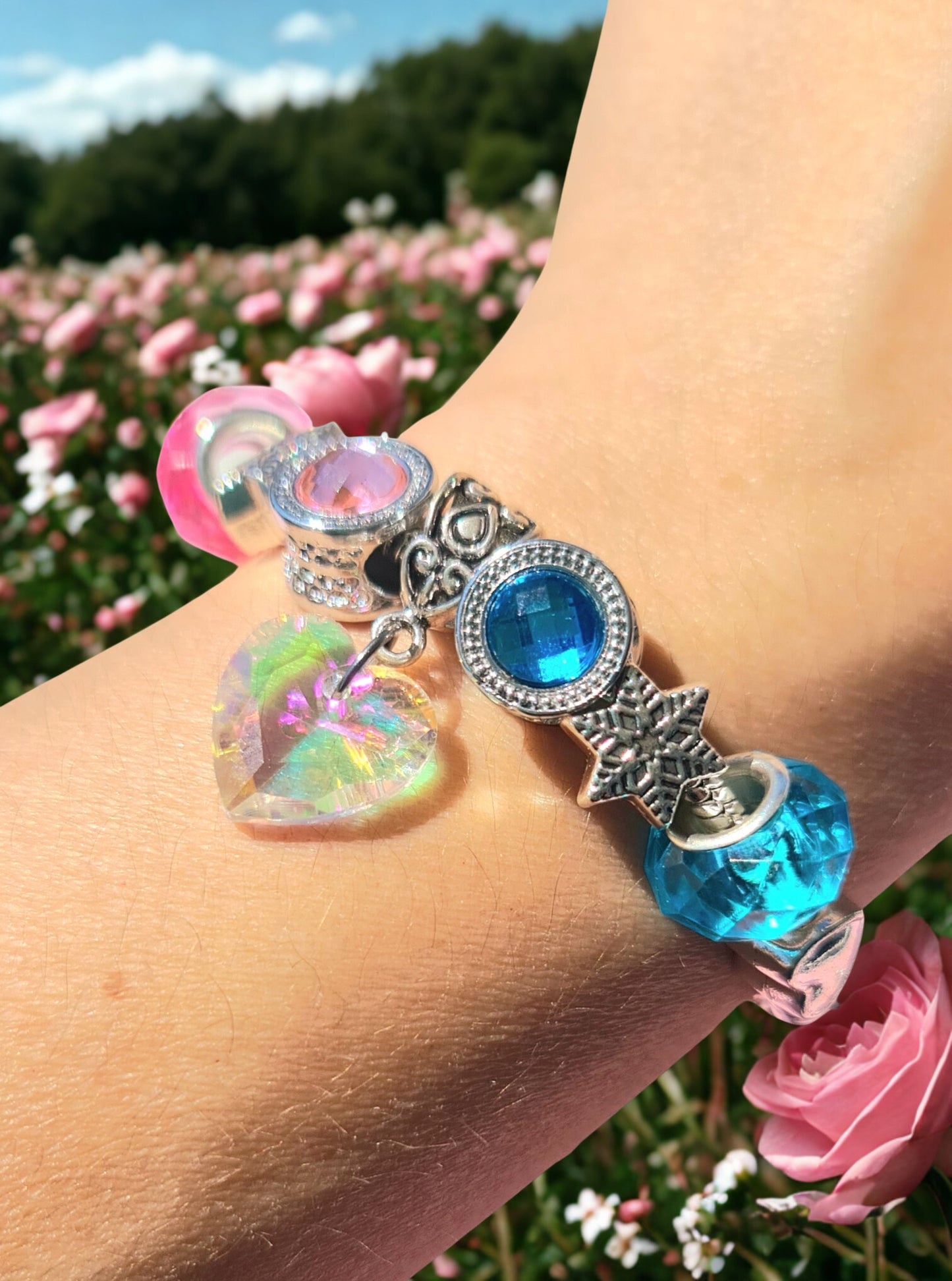 Bracciale con catena a serpente con charm cuore