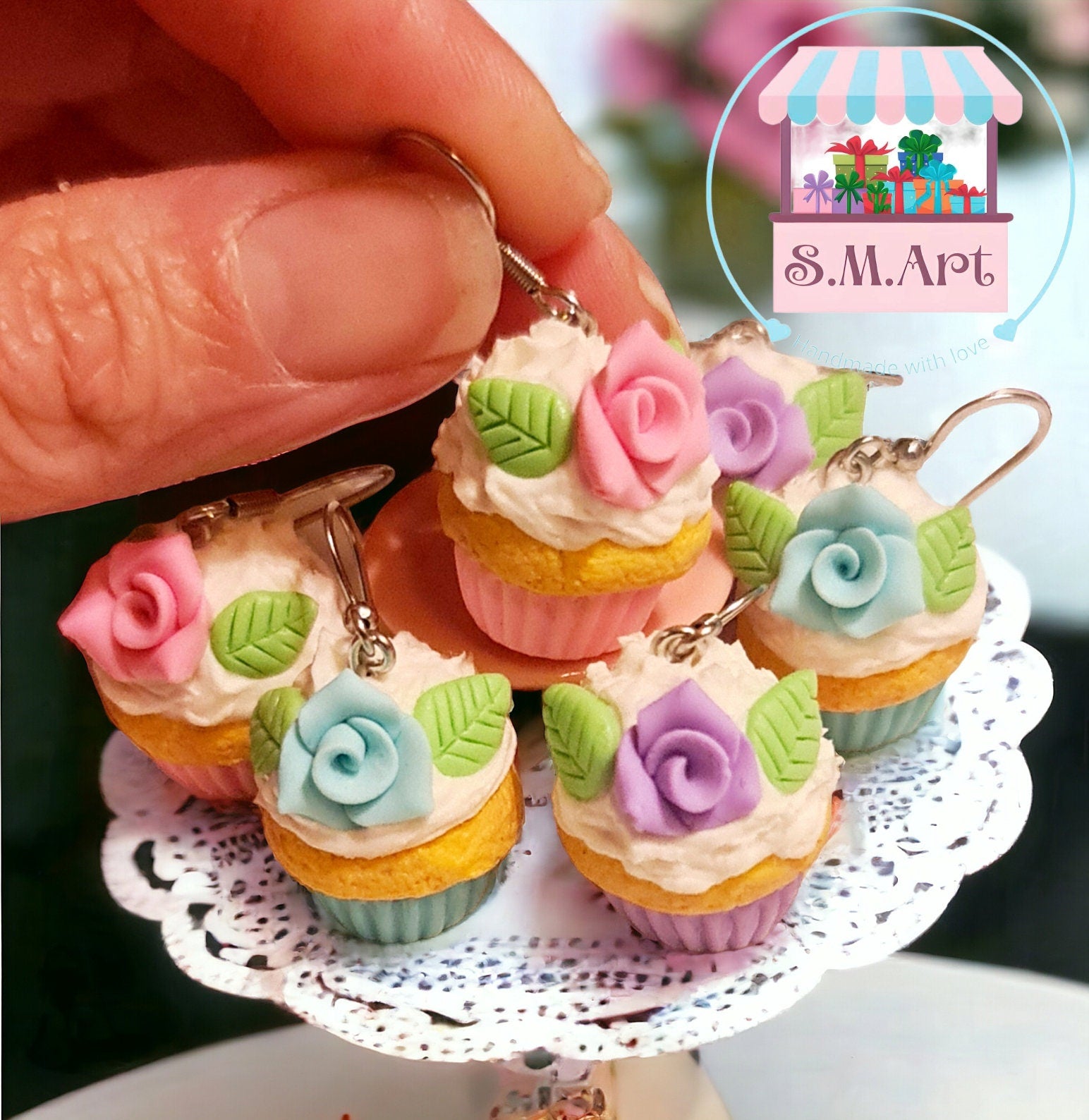 Orecchini CUPCAKES con rose