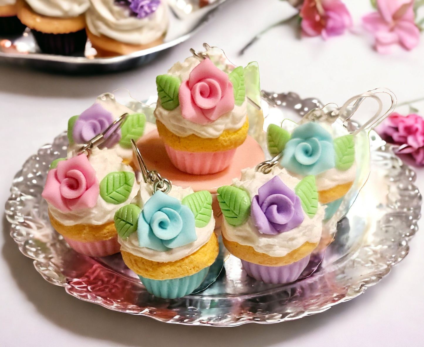 Orecchini CUPCAKES con rose
