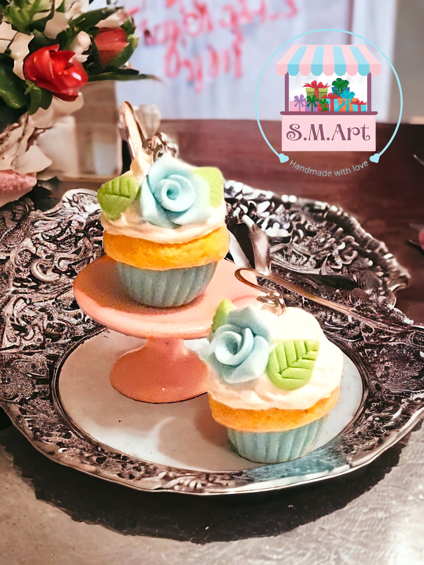 Orecchini CUPCAKES con rose